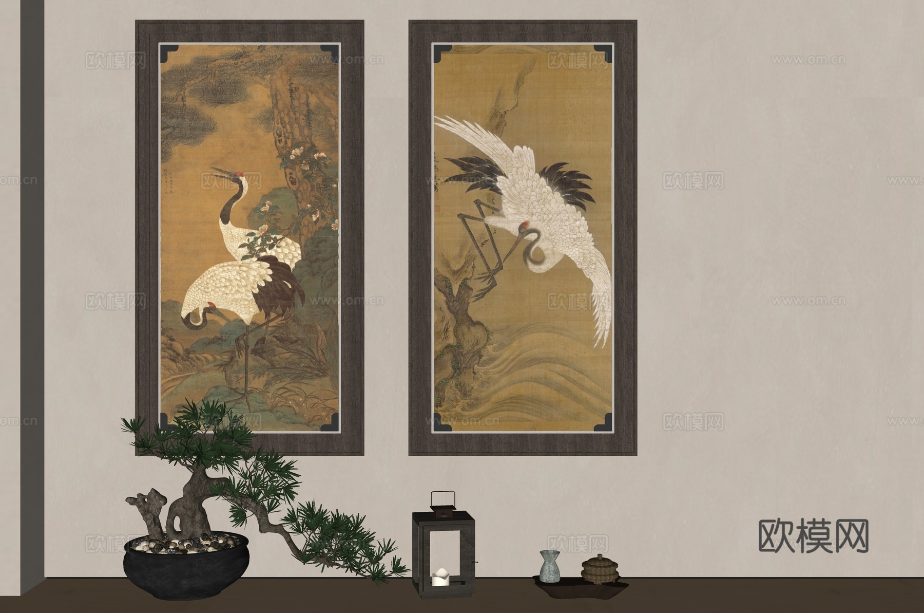 新中式装饰画su模型