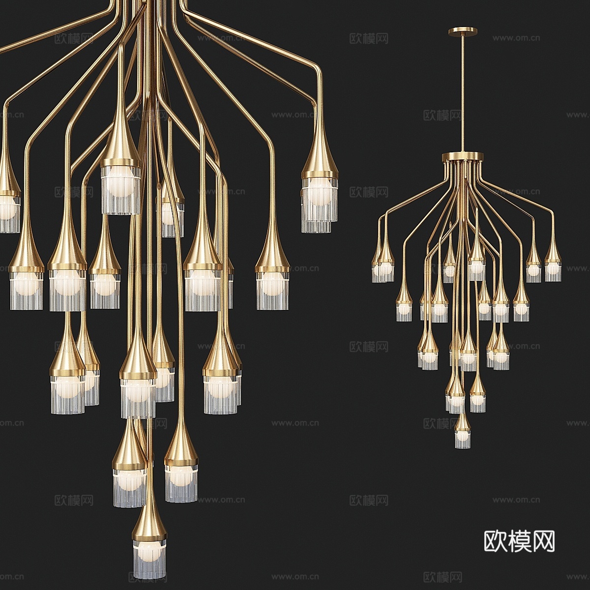 Patrona缎面金吊灯3d模型