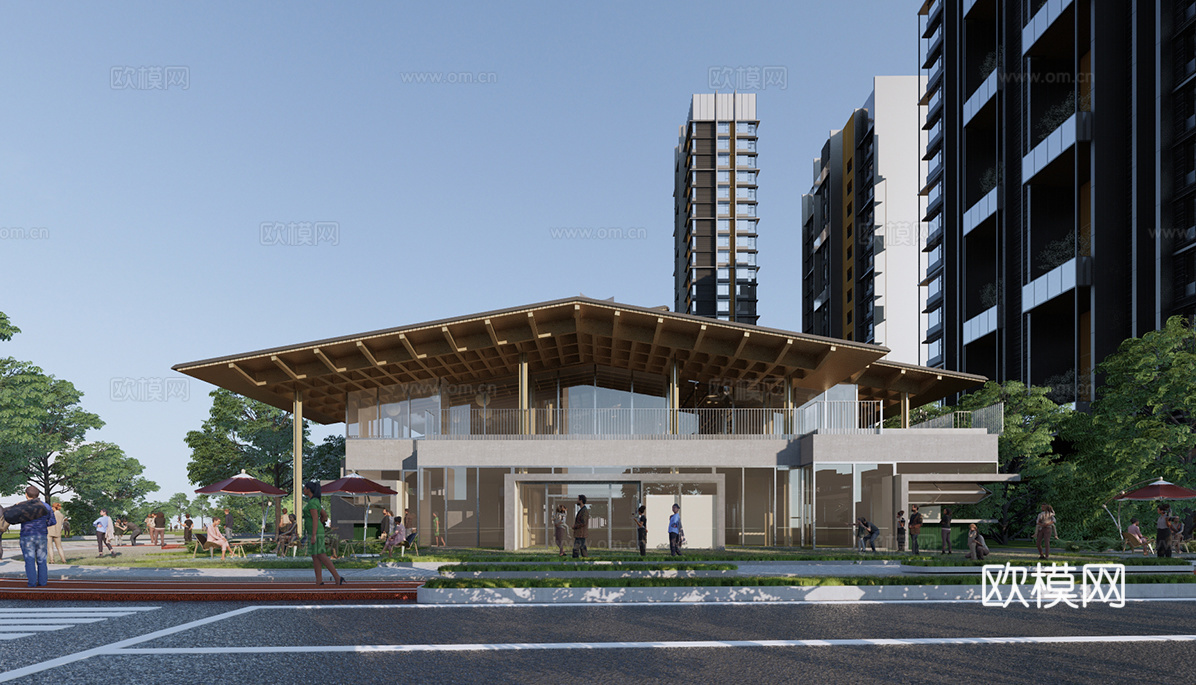 社区集市 社区文化活动中心 便民服务中心su模型