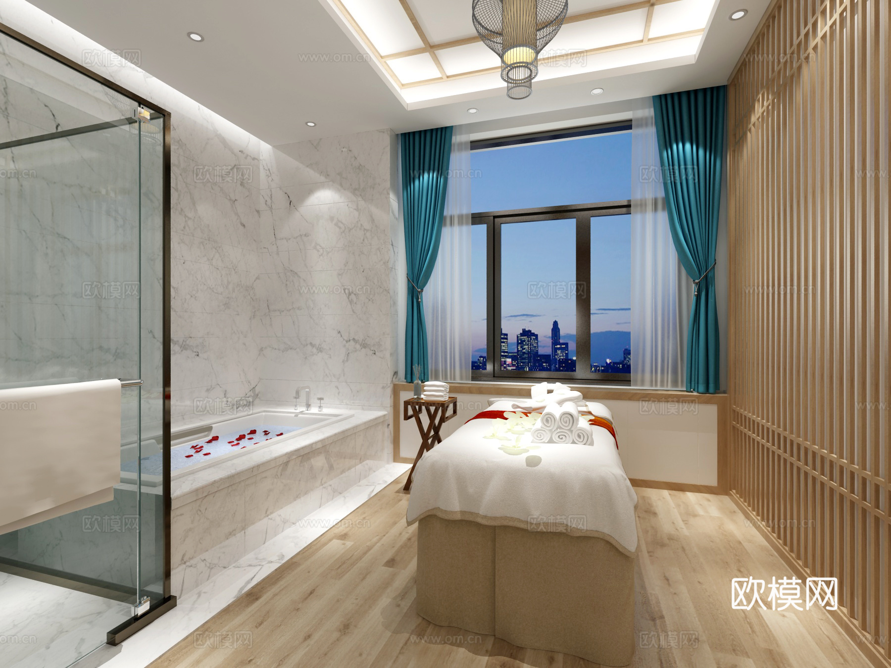 新中式桑拿会所 最新全套施工图 效果图合集cad施工图