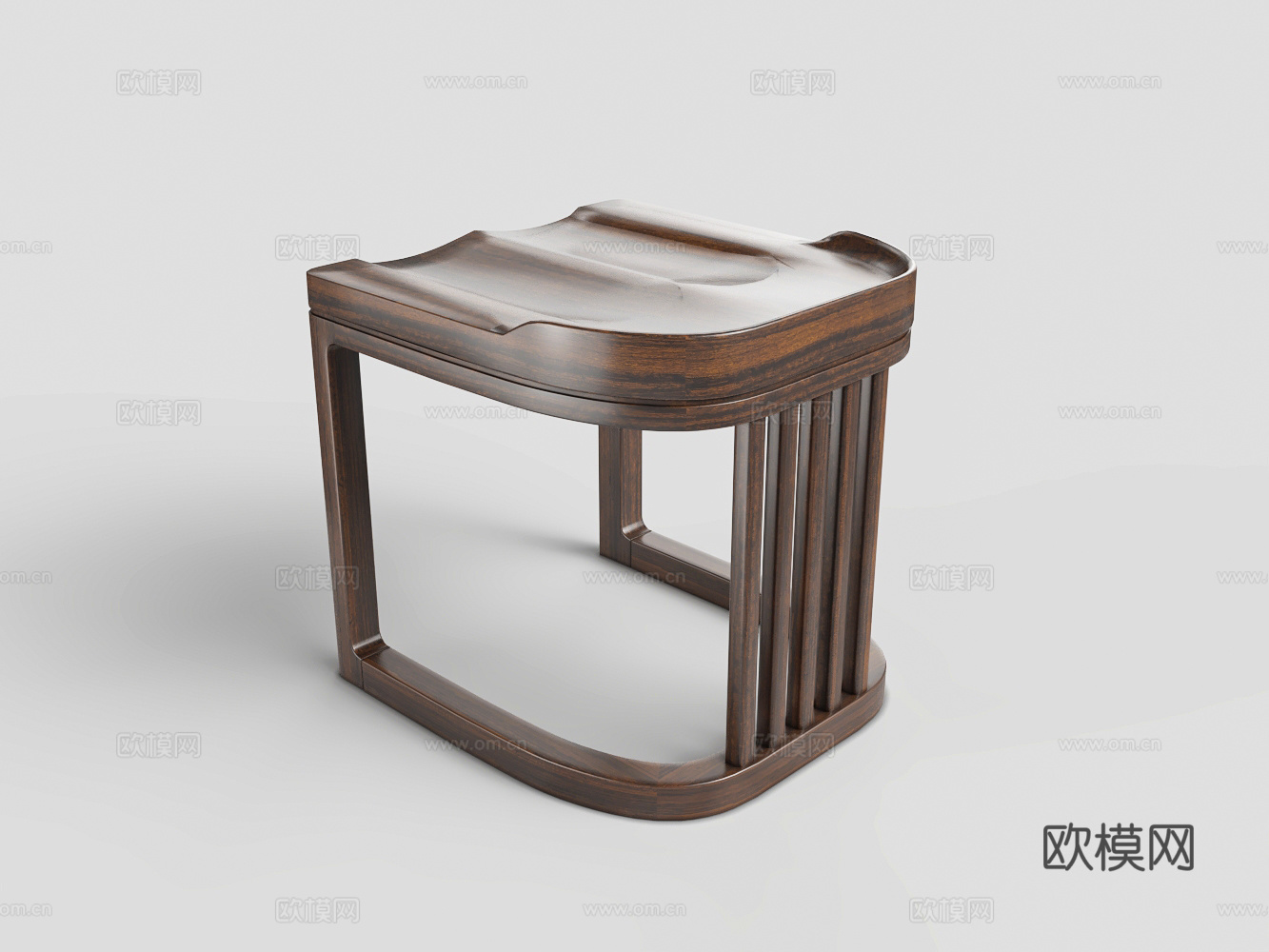 国潮新中式 轻奢新中式 国奢新中式 原木梳妆凳 梳妆台梳妆凳3d模型下载（渲染图1）