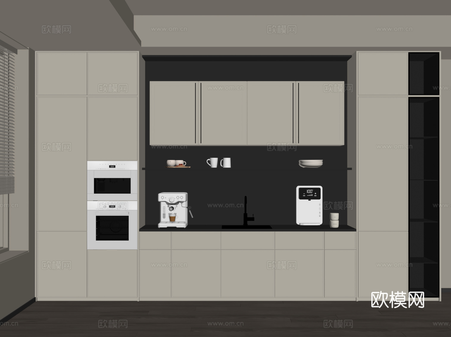 现代酒柜 餐边柜su模型