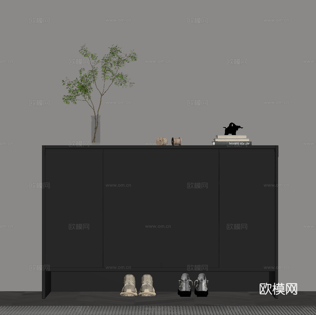 现代意式鞋柜 玄关柜su模型
