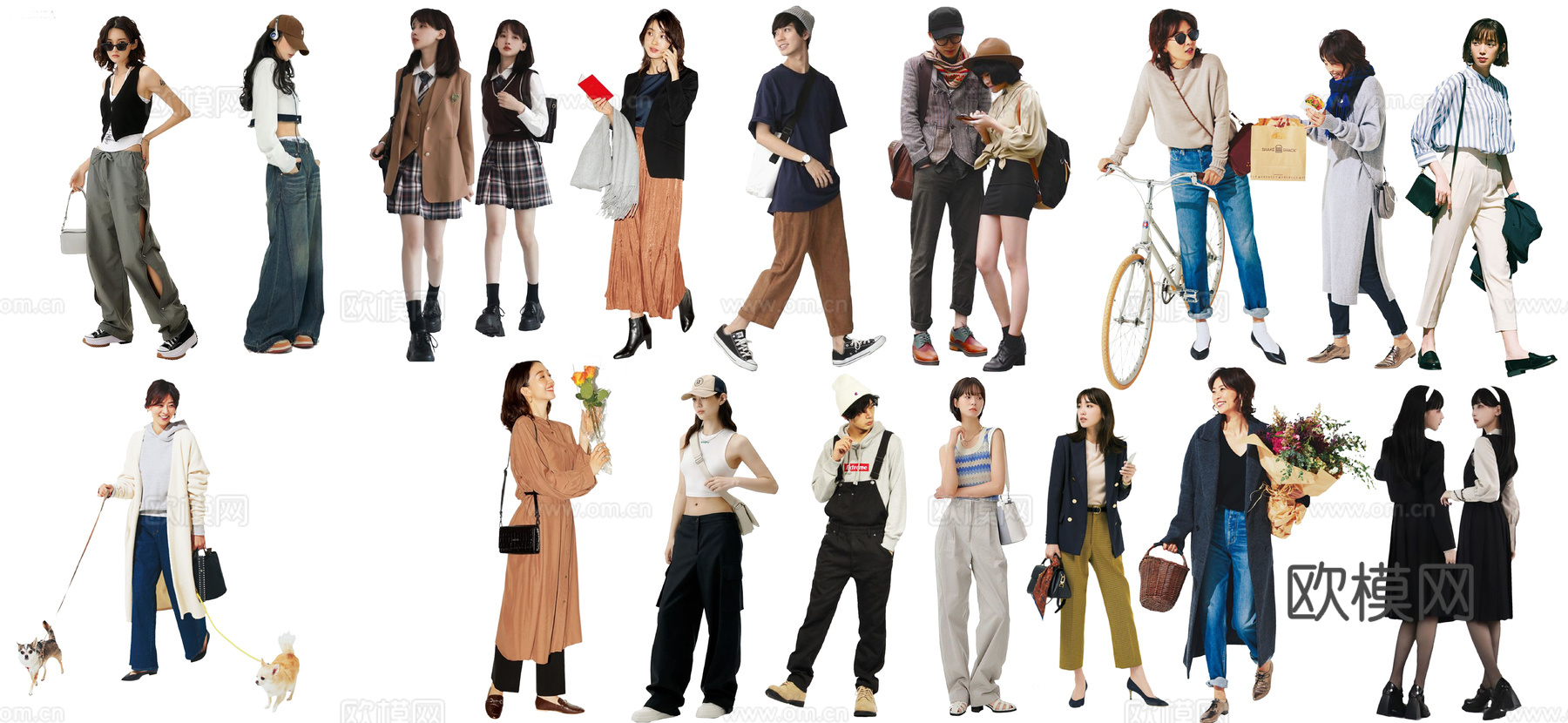 休闲行走站立人物下载