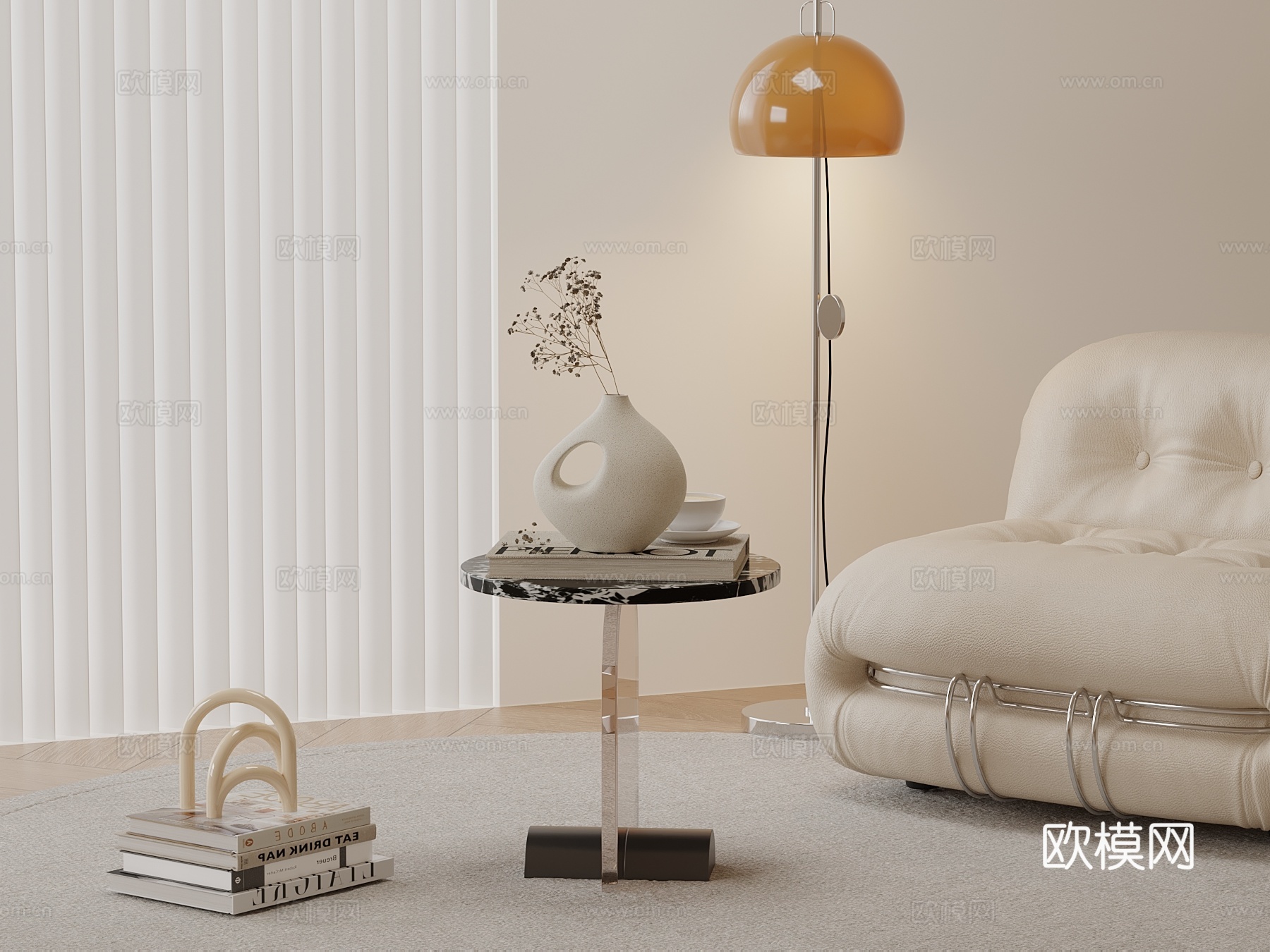 现代边几 圆几su模型