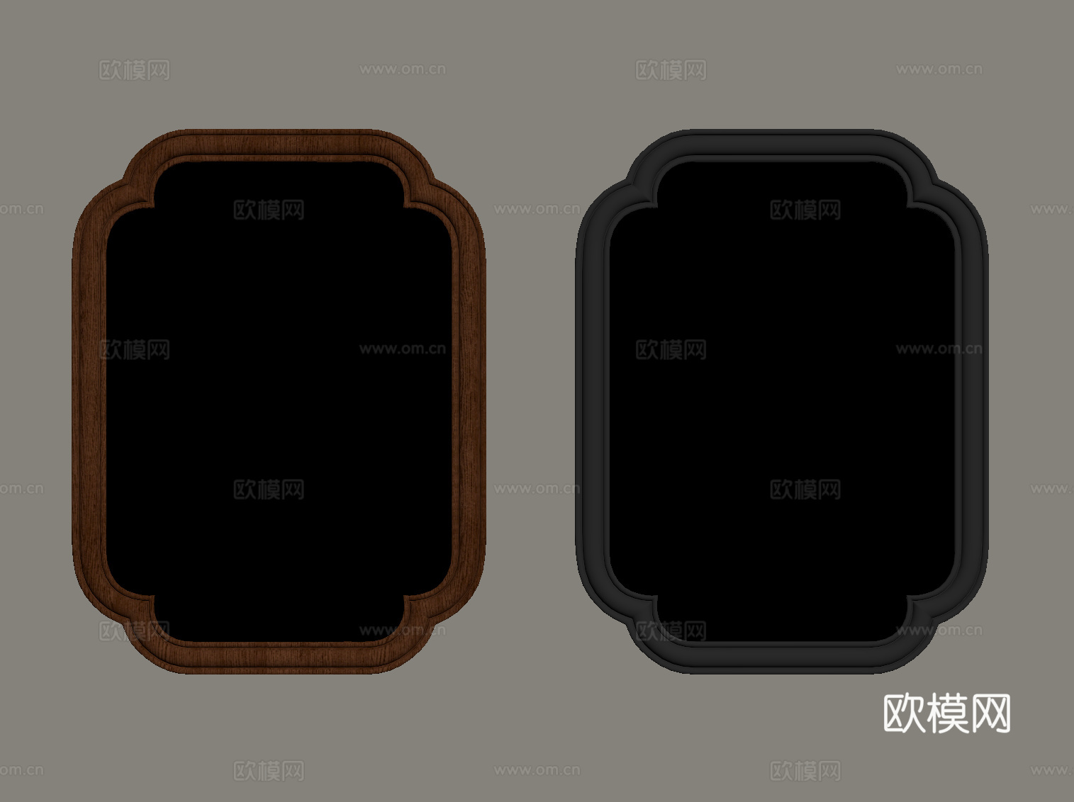 新中式镜子 化妆镜 浴室镜su模型