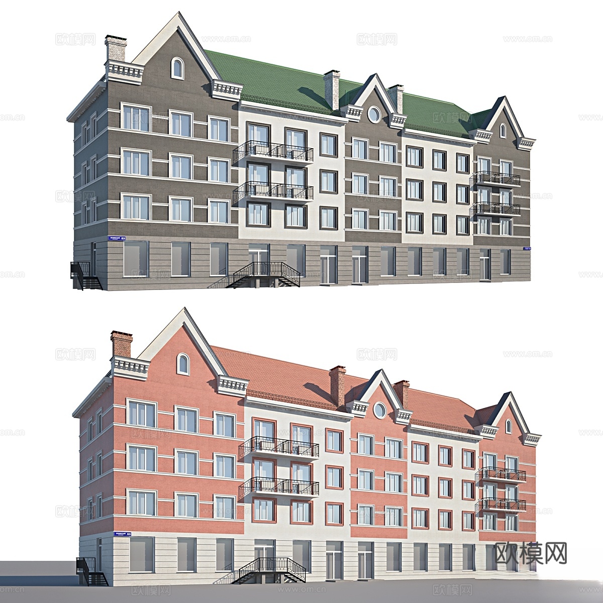 低层建筑立面3d模型下载