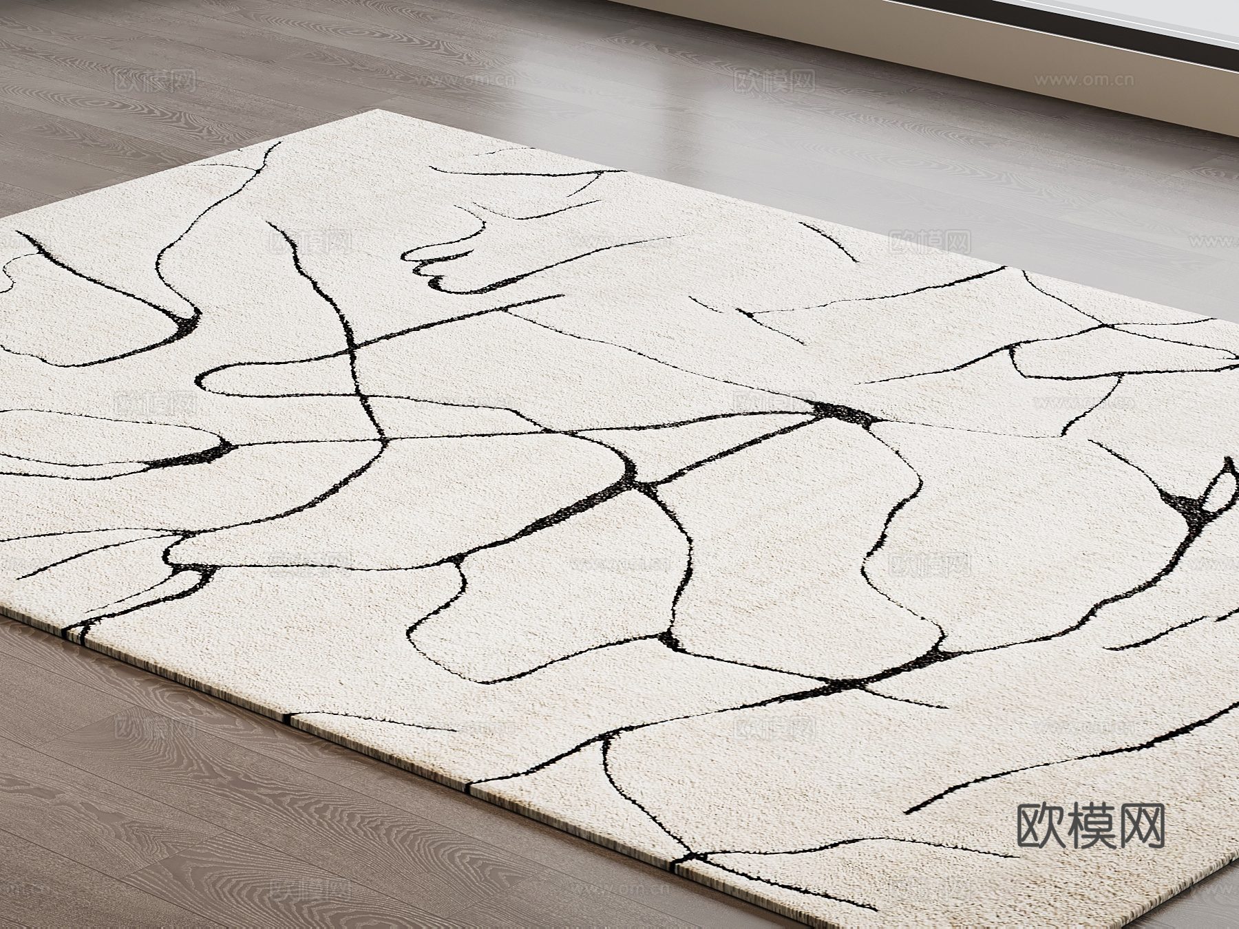 现代意式地毯 方形地毯su模型