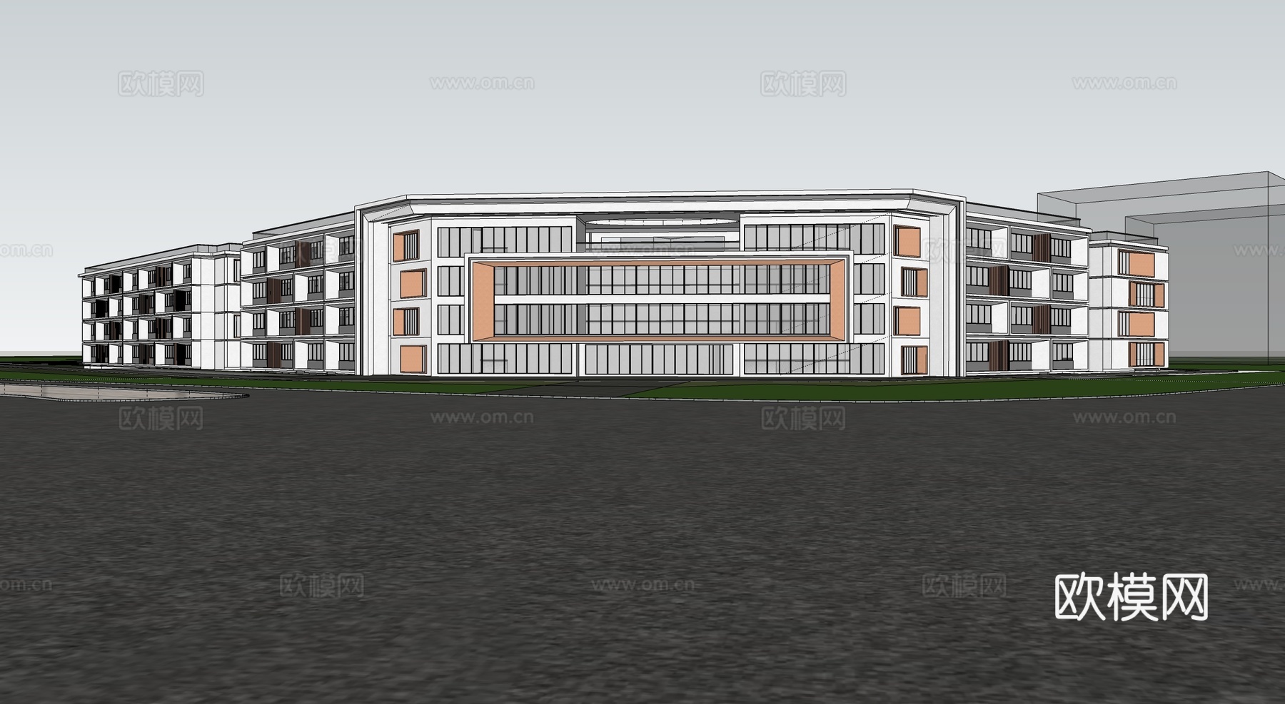 现代社区养老院建筑 福利院建筑 适老建筑 康养中心 老年公寓su模型