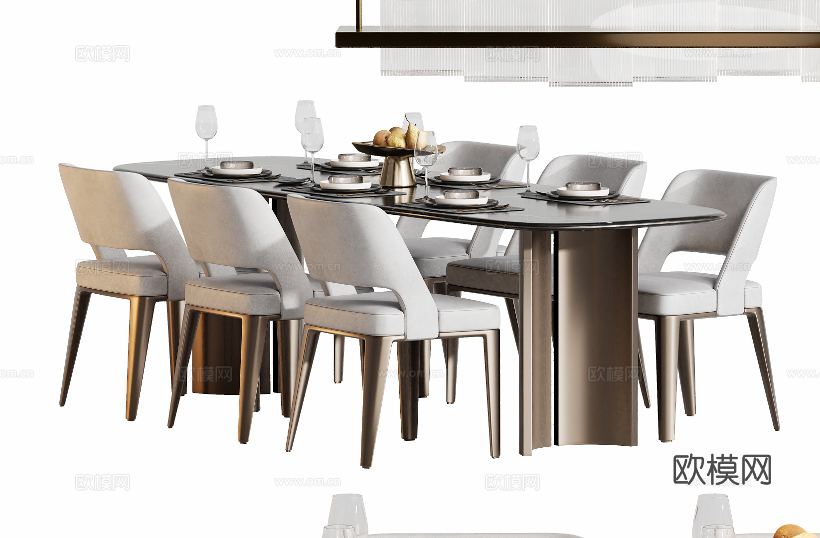 轻奢餐桌椅组合su模型