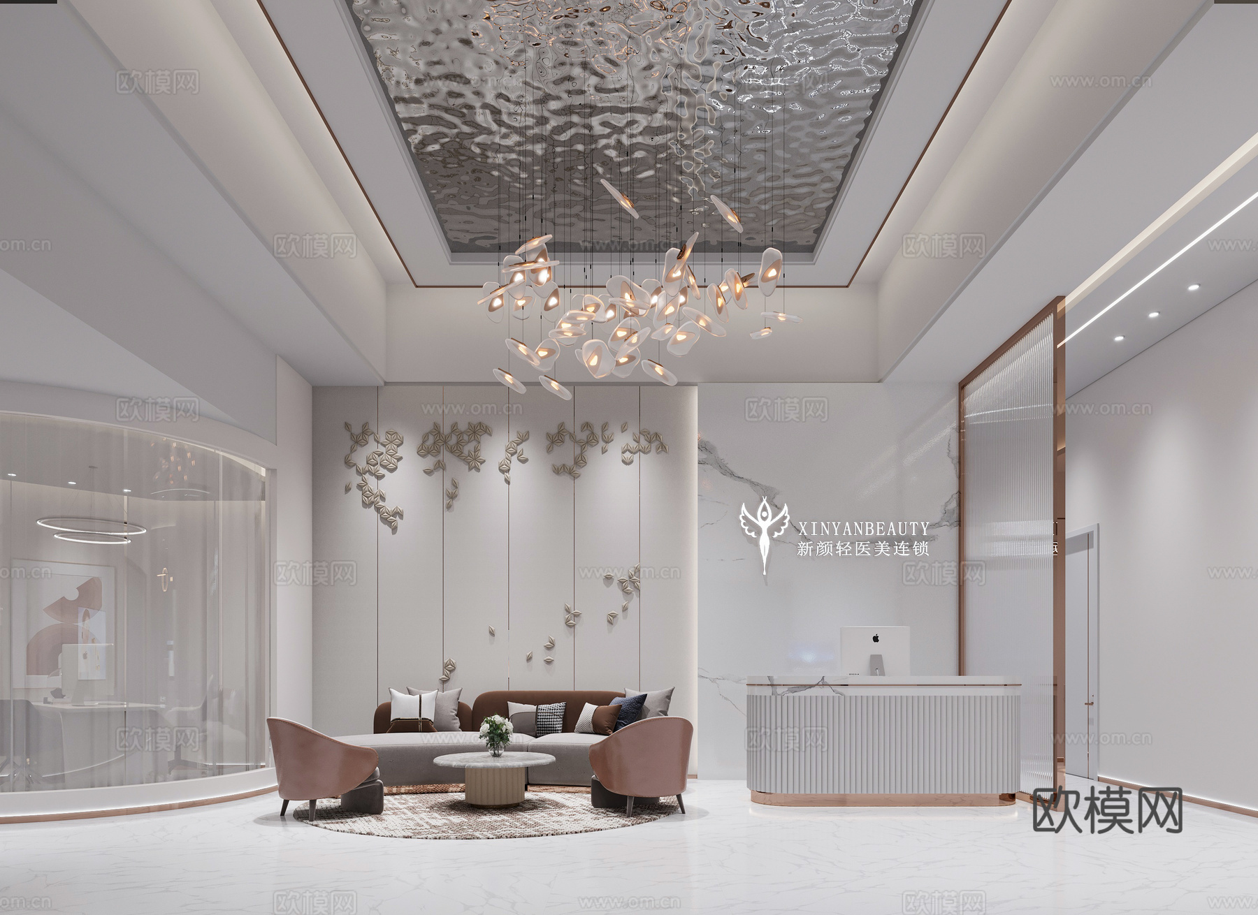 轻奢美容院 最新全套施工图 效果图合集cad施工图