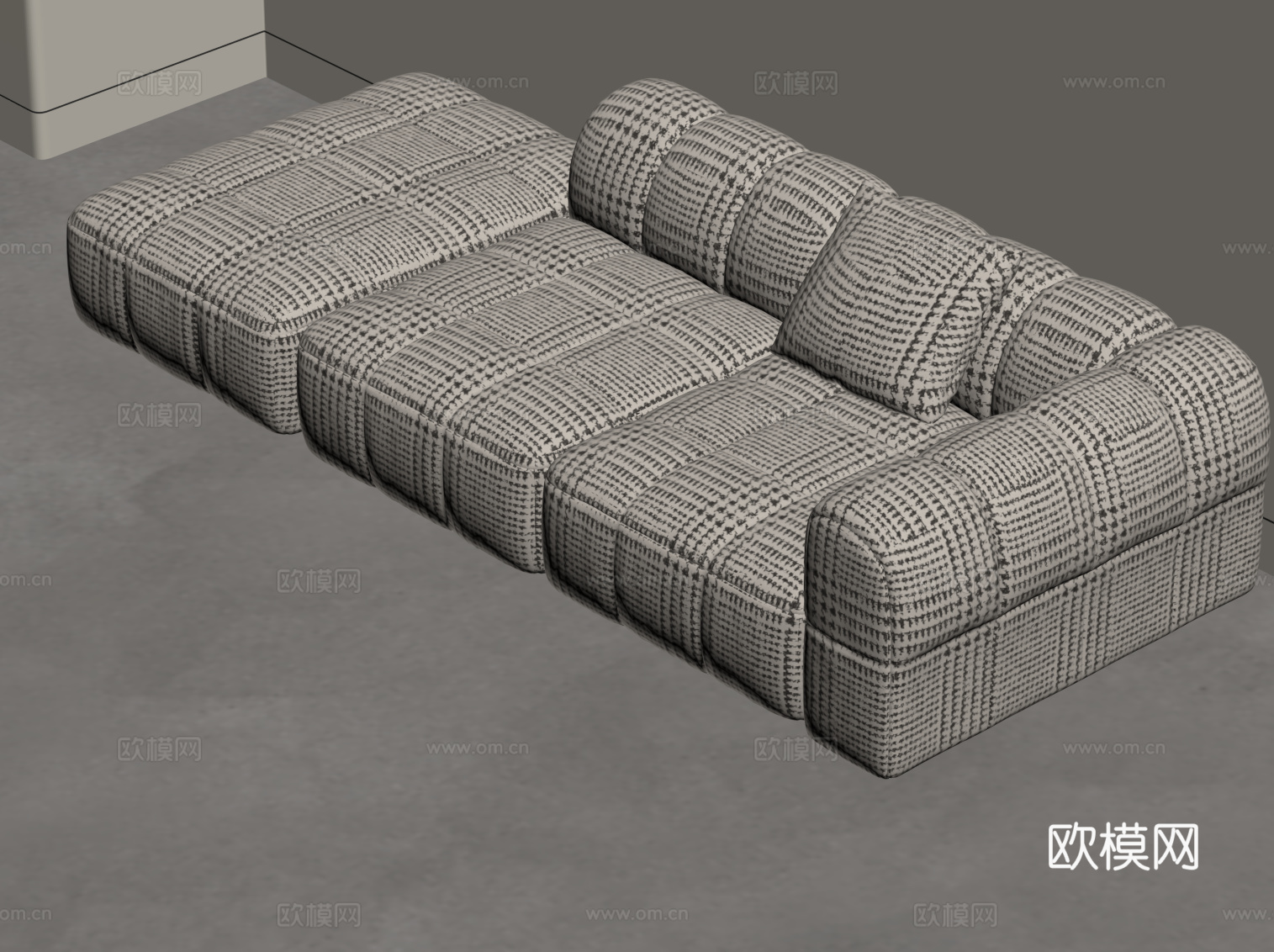 现代多人沙发 布艺休闲沙发su模型