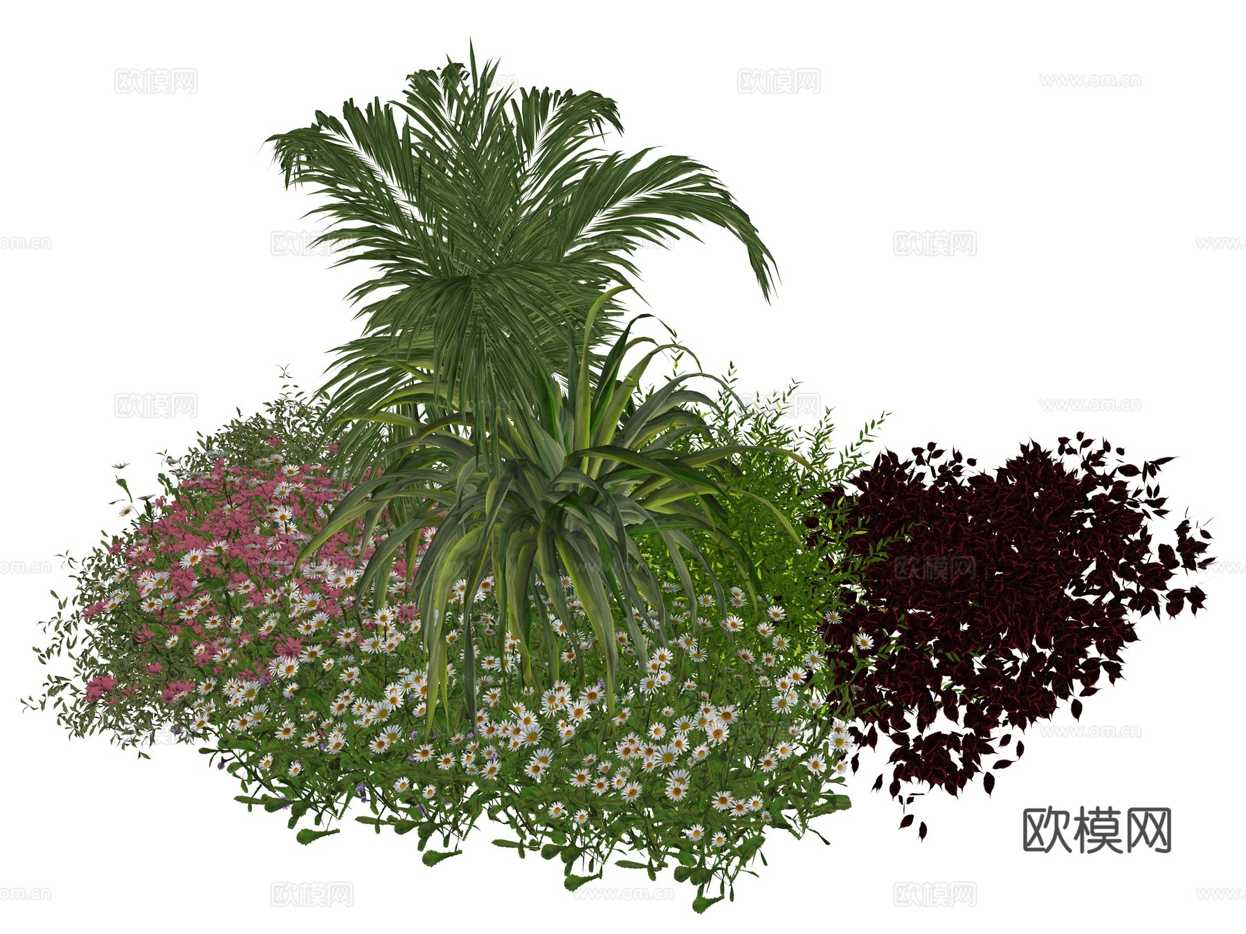 现代室内植物堆景观组合su模型