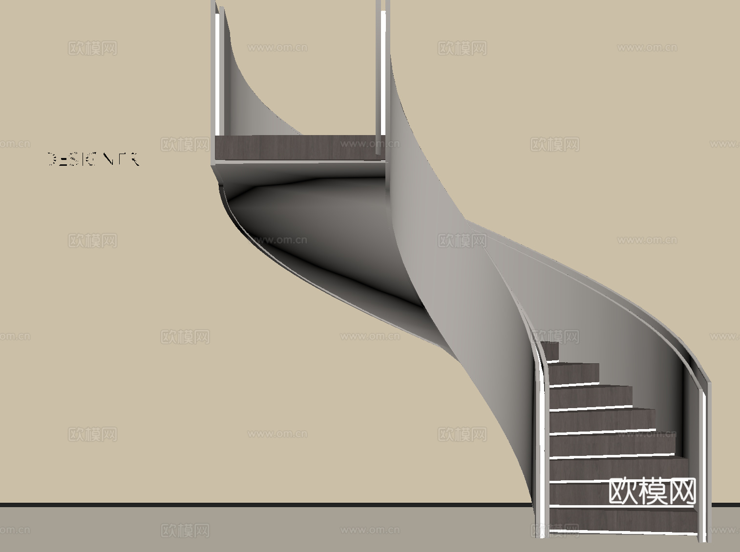 现代意式楼梯 弧形楼梯su模型