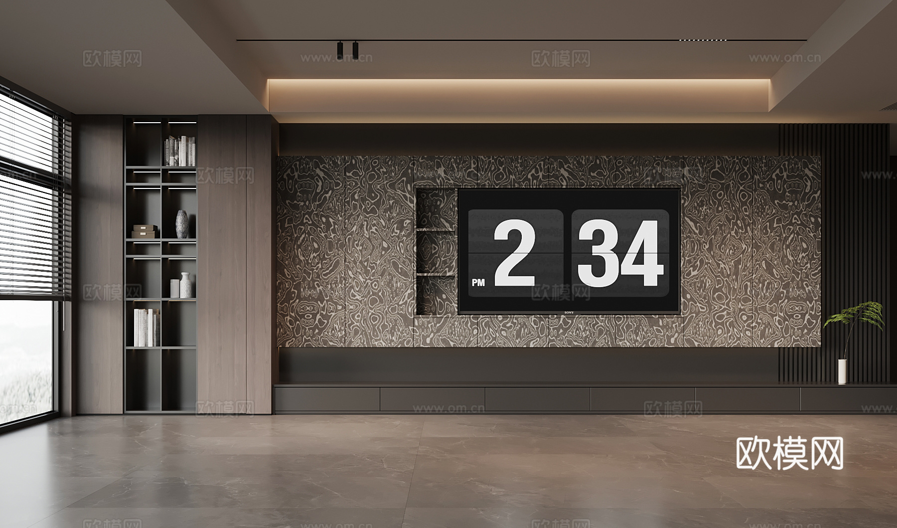 意式背景墙 电视背景墙su模型