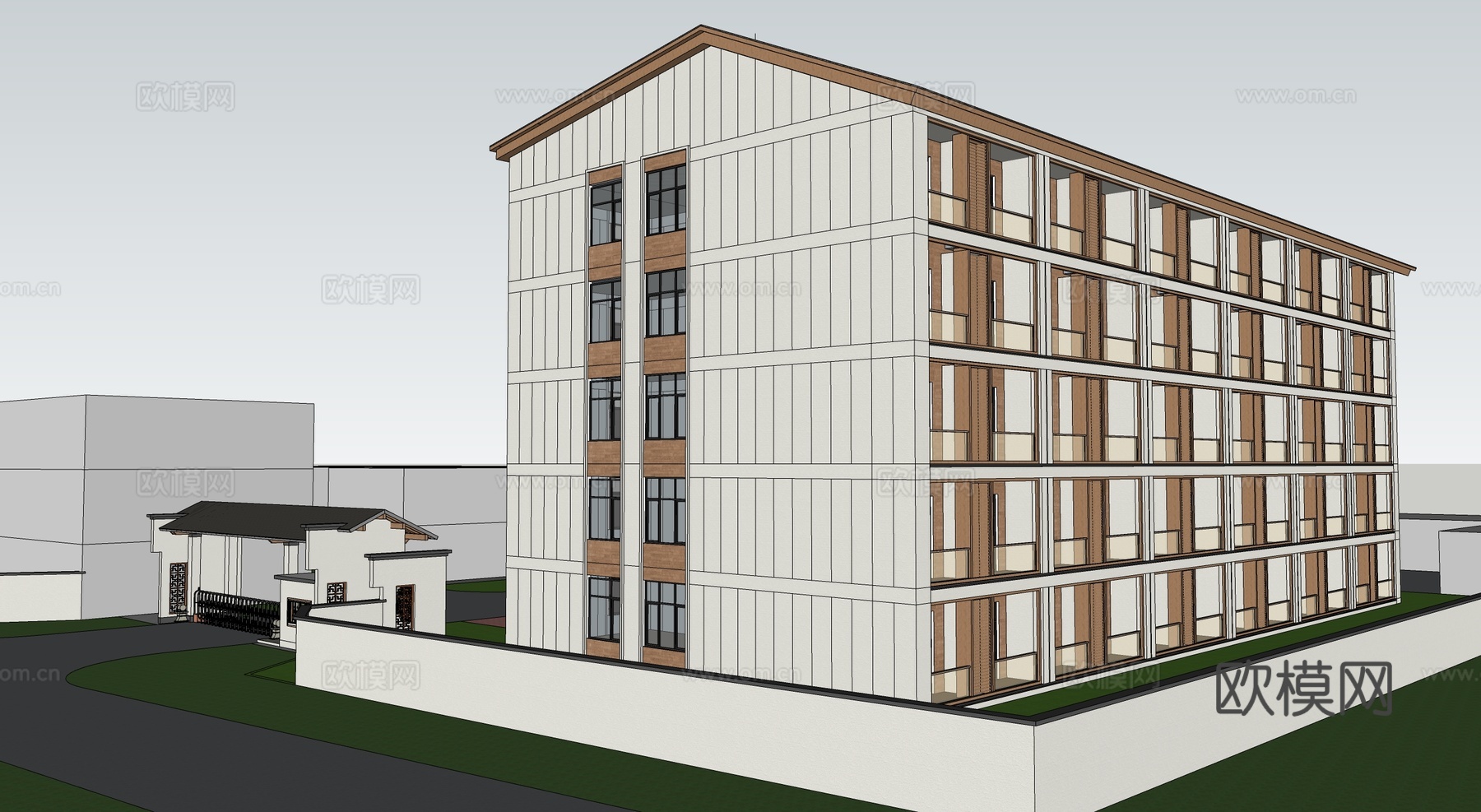 现代社区养老院建筑 福利院建筑 适老建筑su模型