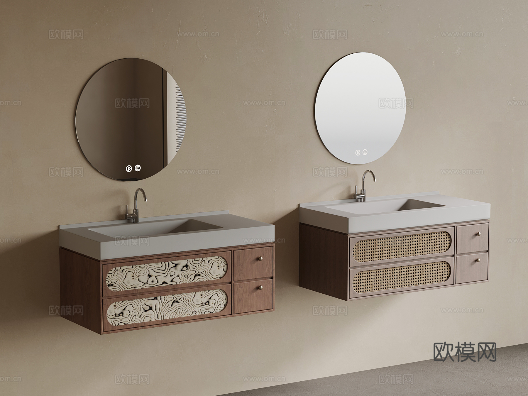 现代中古风浴室柜su模型