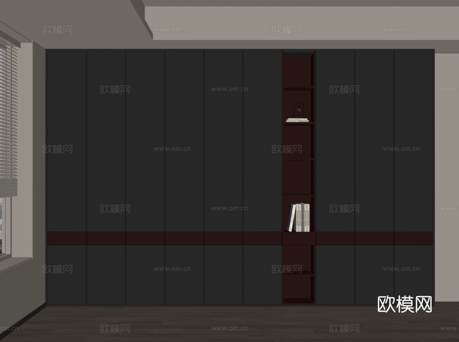 现代意式书柜su模型