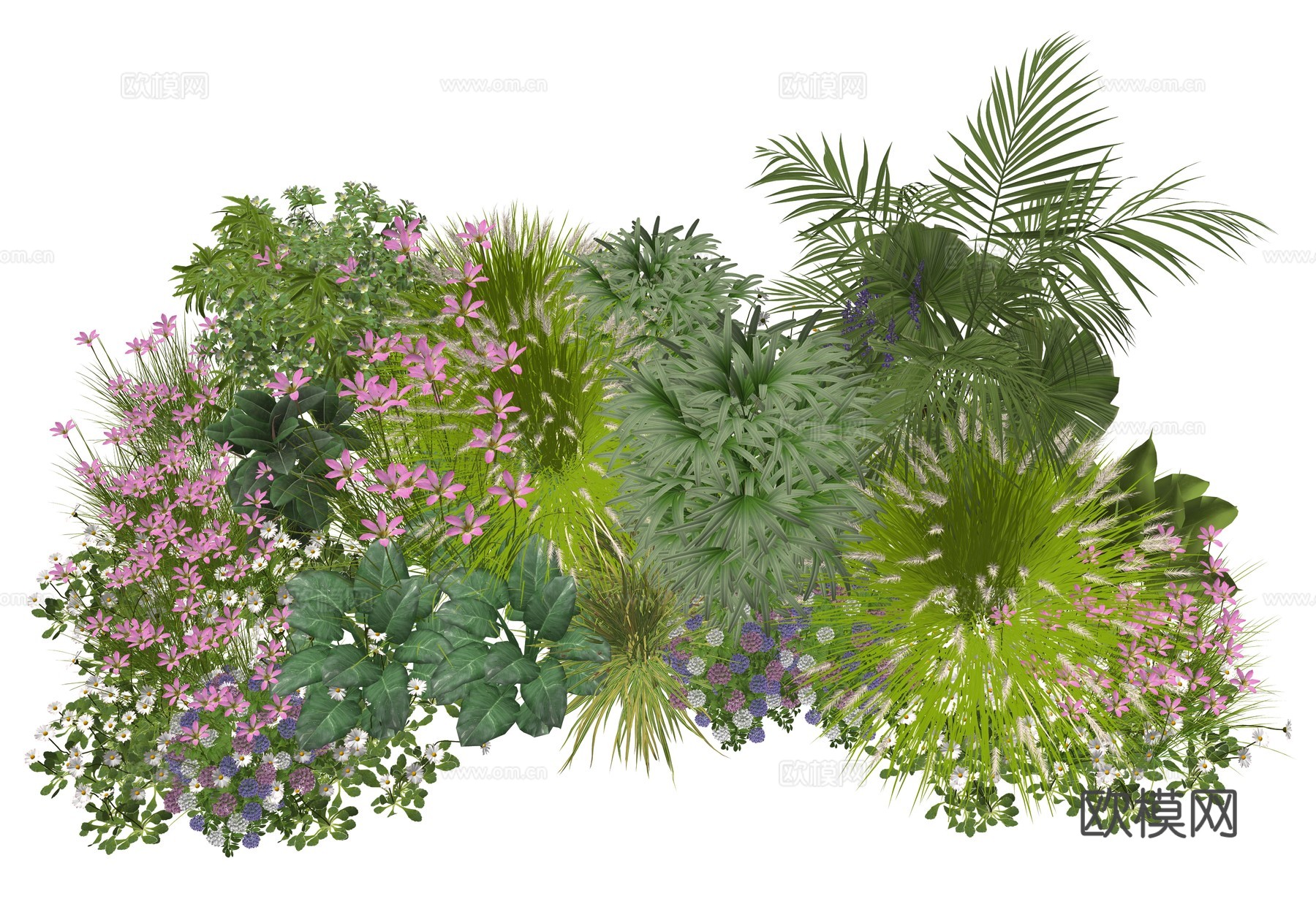 现代室内植物堆景观组合su模型