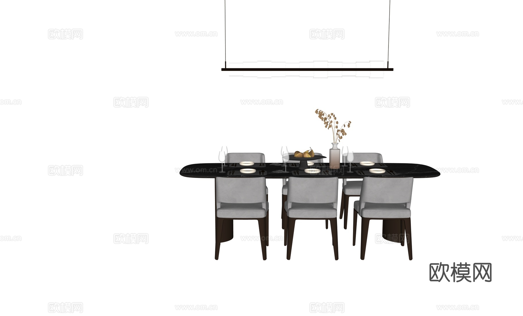 轻奢餐桌椅组合su模型