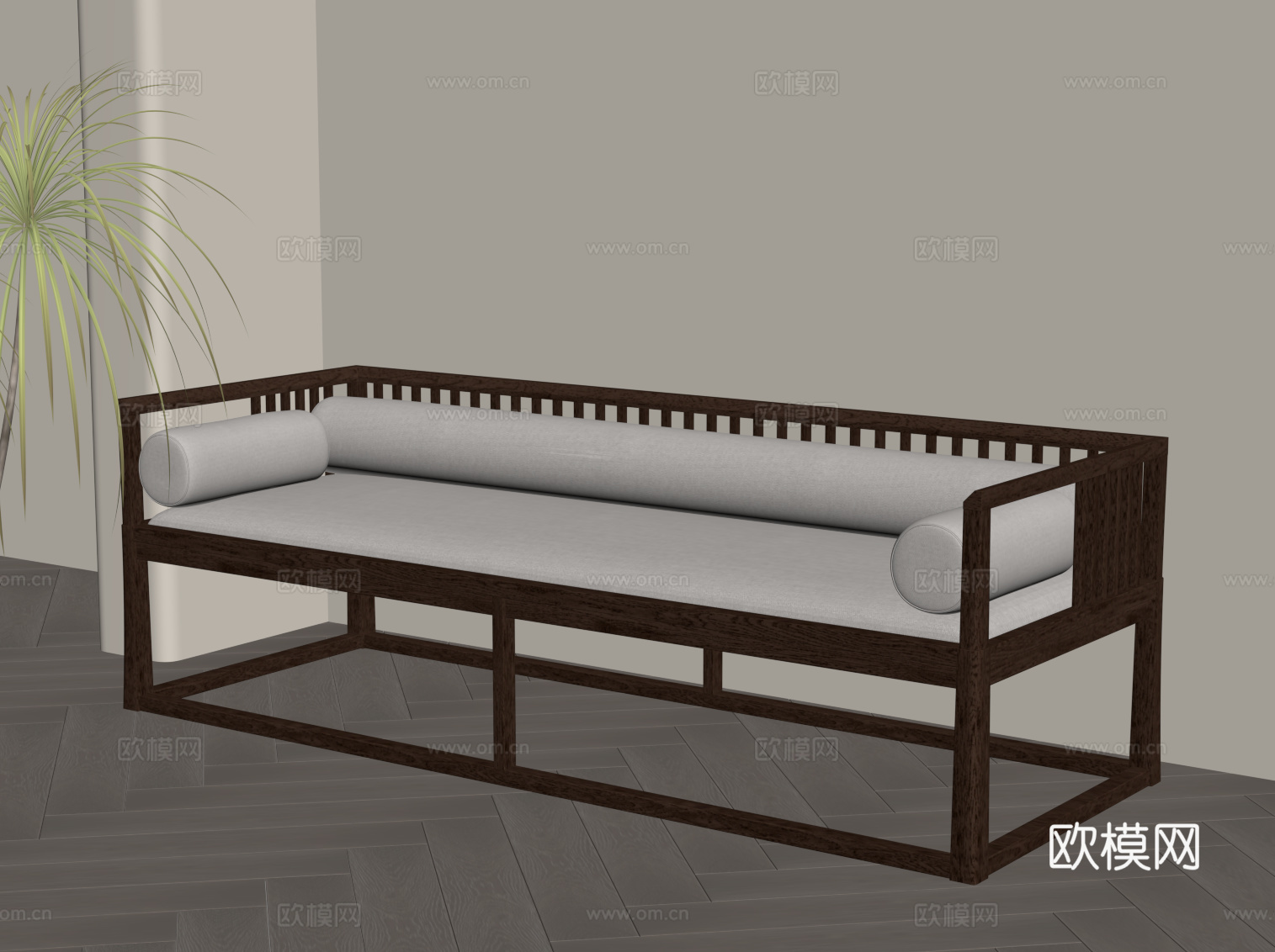 新中式罗汉床su模型