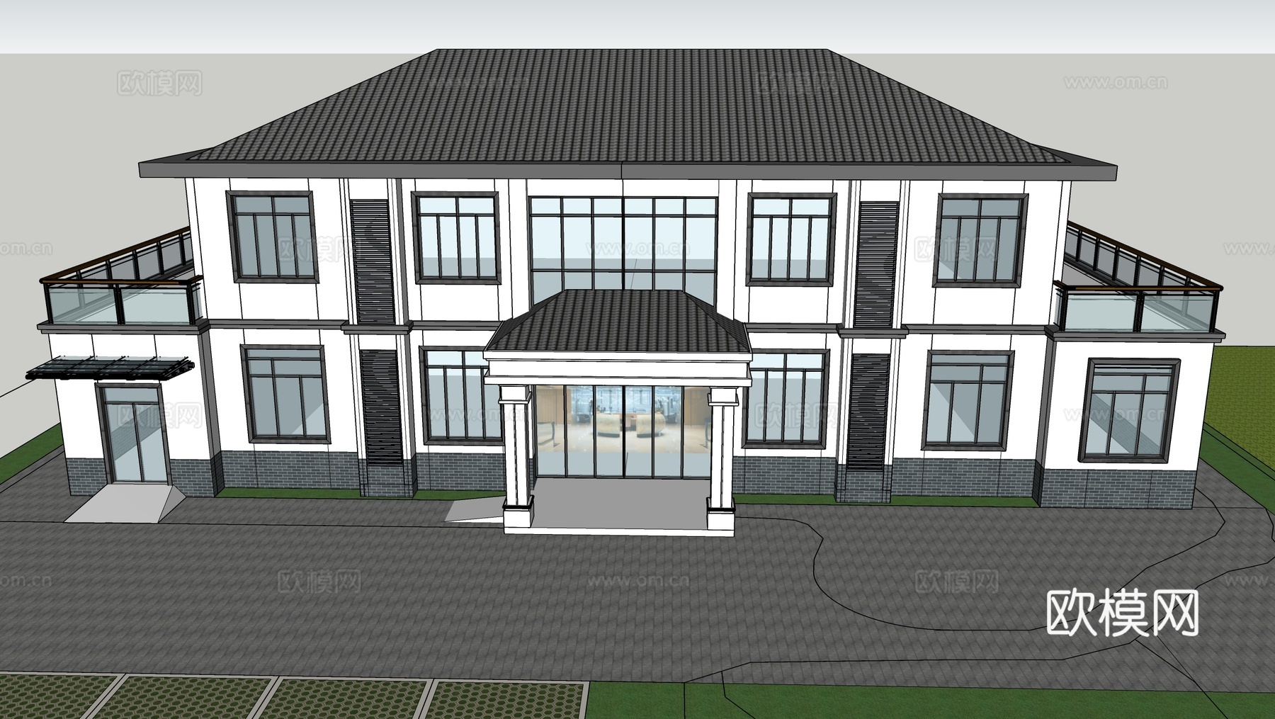 现代社区养老院建筑 福利院建筑 适老建筑 康养中心 老年公寓su模型