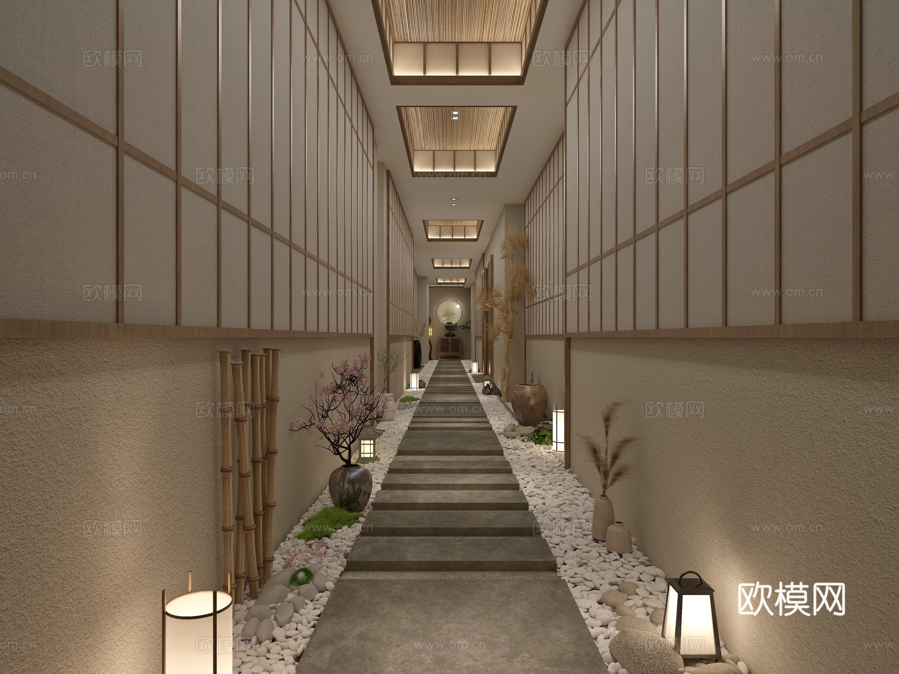 新中式轻奢美容院会所 最新全套施工图 效果图合集cad施工图