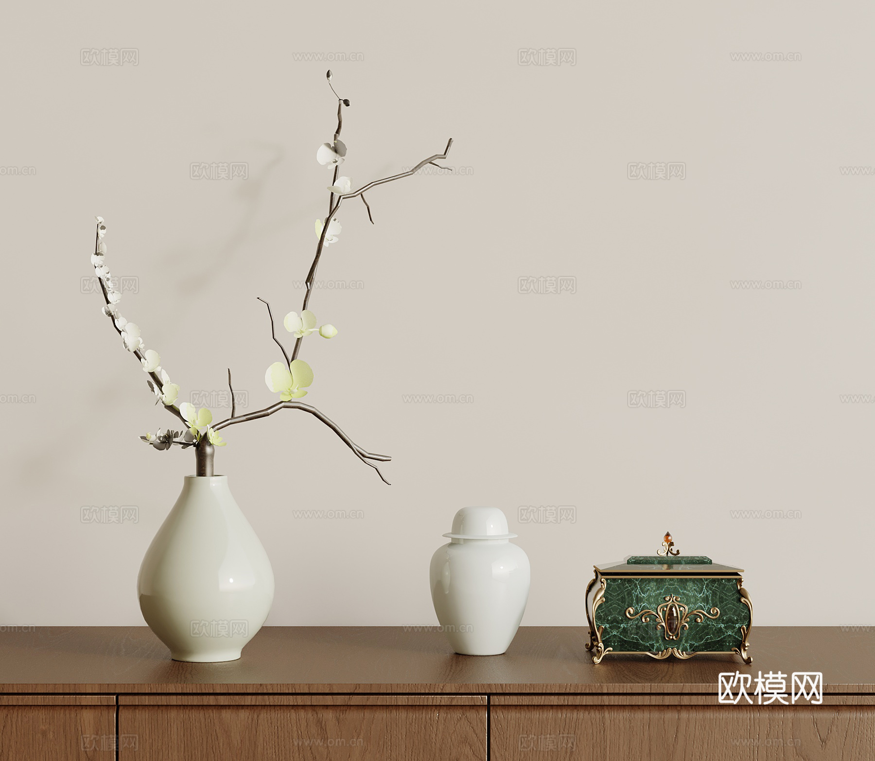 新中式花瓶 摆件su模型