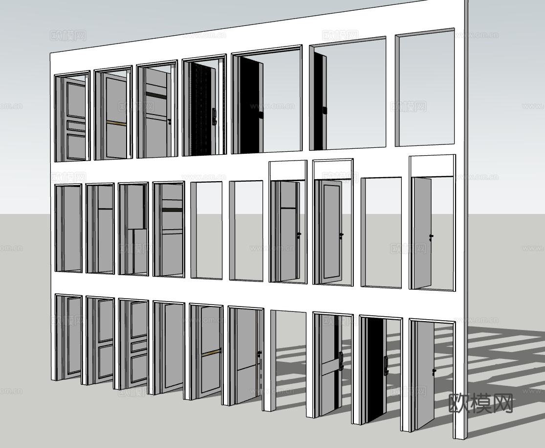 现代门动态组件su模型