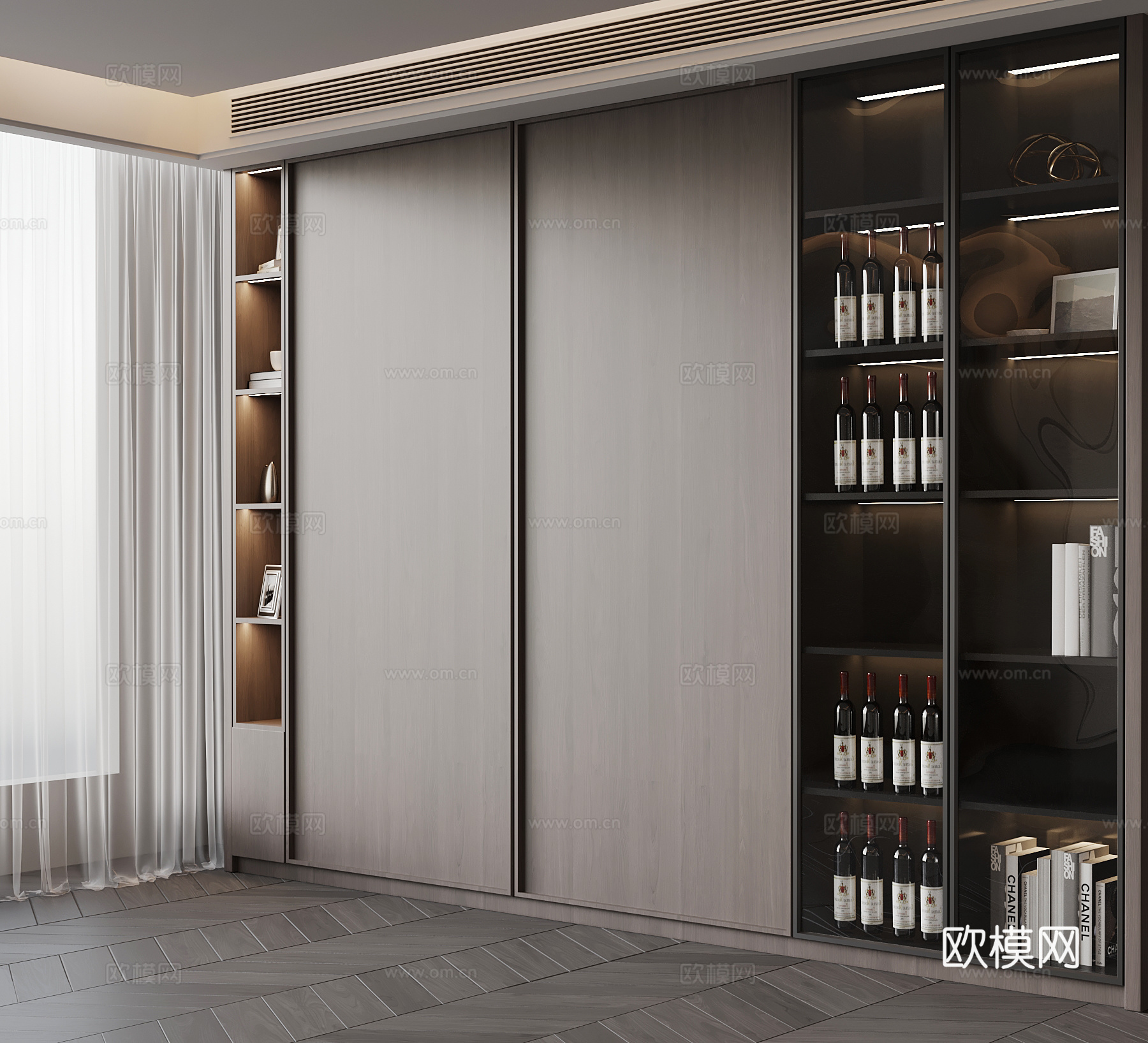 现代意式酒柜su模型