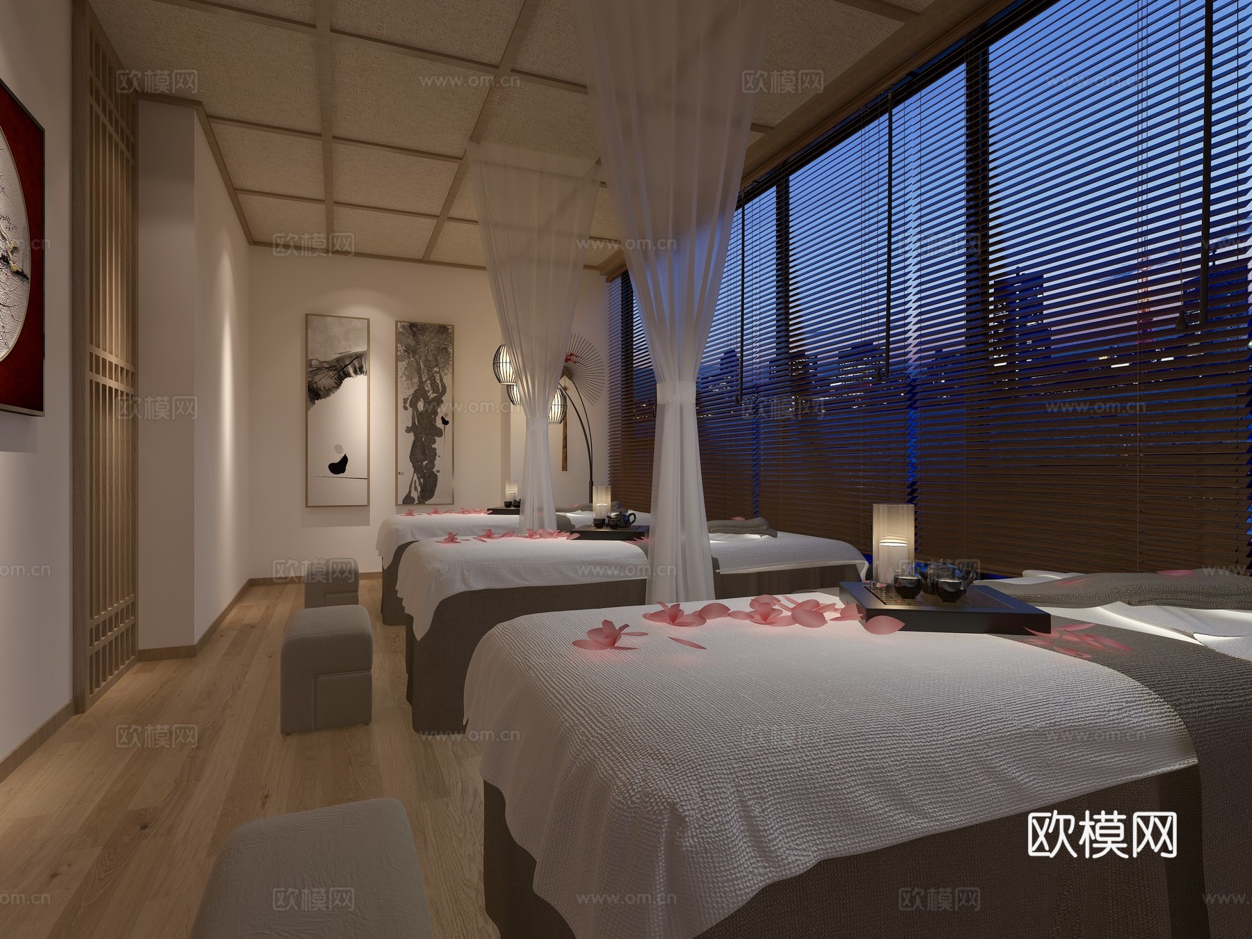 新中式轻奢美容院会所 最新全套施工图 效果图合集cad施工图