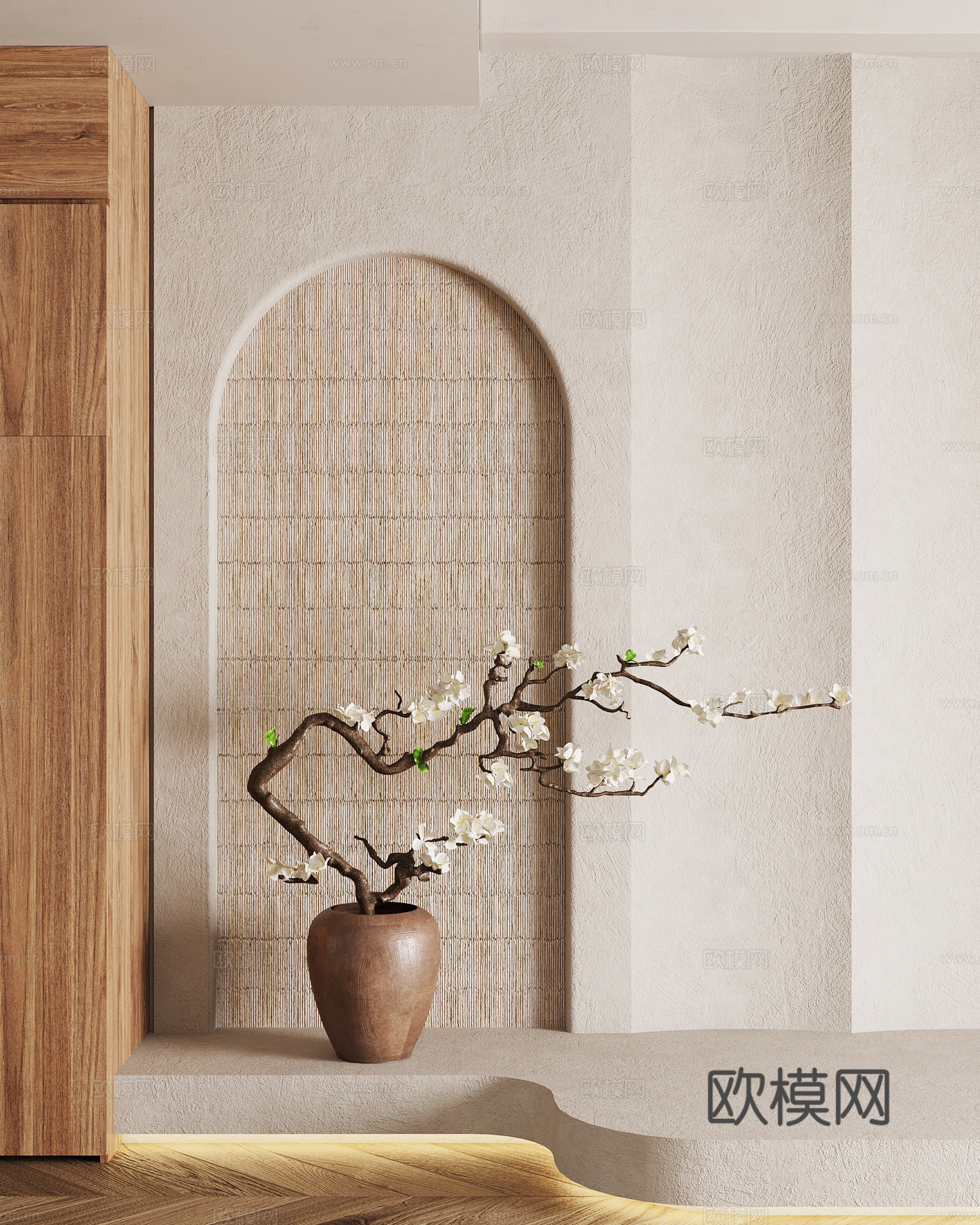 侘寂中古风花瓶 花艺 干枝su模型