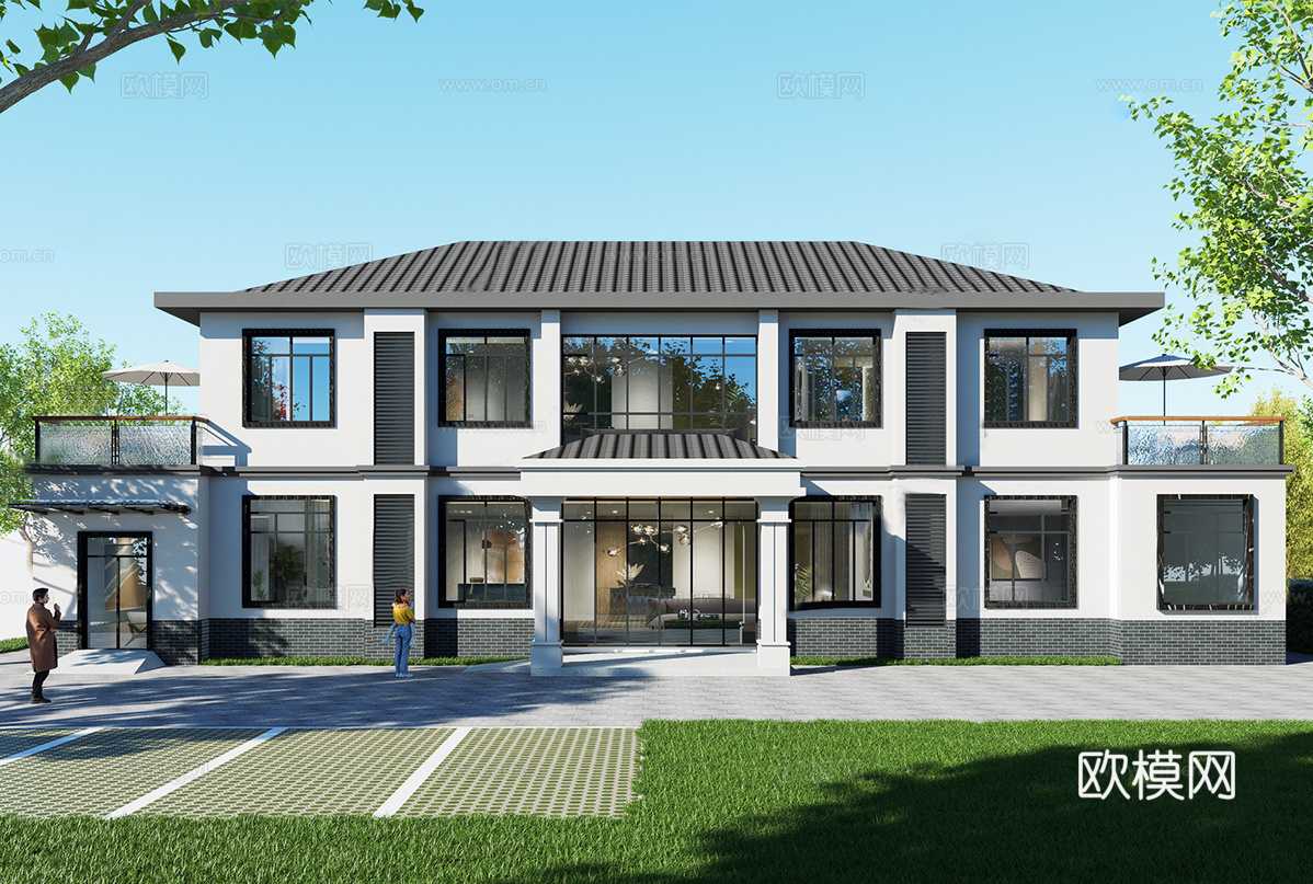 现代社区养老院建筑 福利院建筑 适老建筑 康养中心 老年公寓su模型