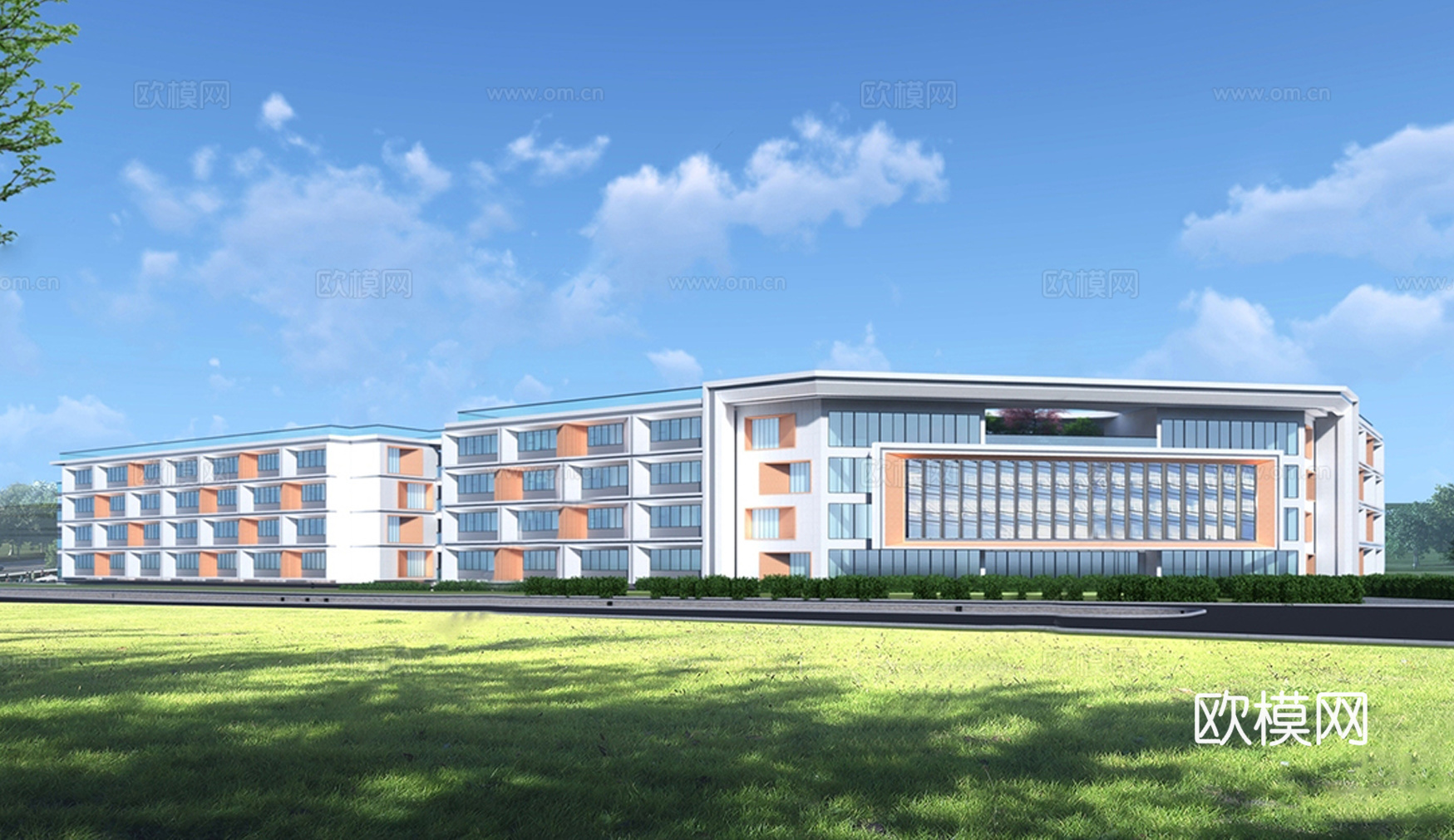 现代社区养老院建筑 福利院建筑 适老建筑 康养中心 老年公寓su模型