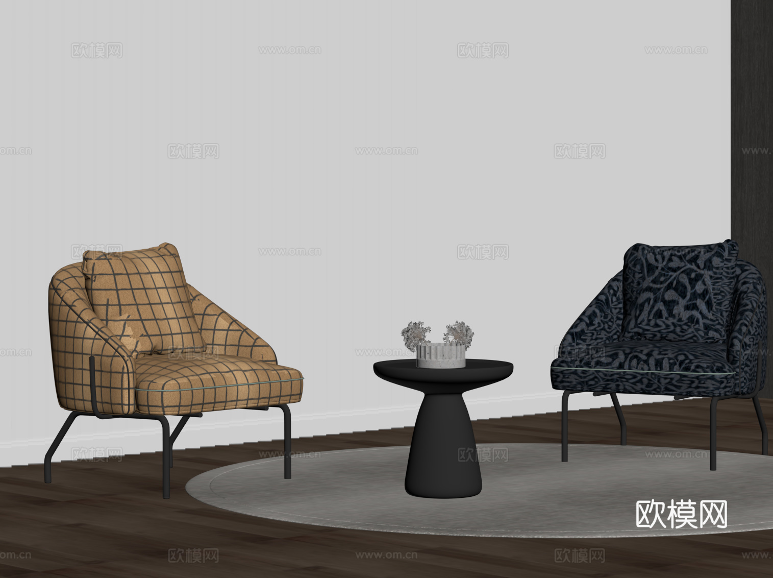现代休闲椅 沙发椅su模型