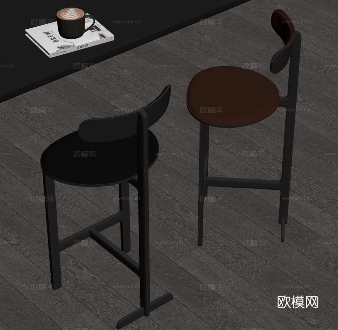 现代意式吧椅 现代意式吧凳su模型