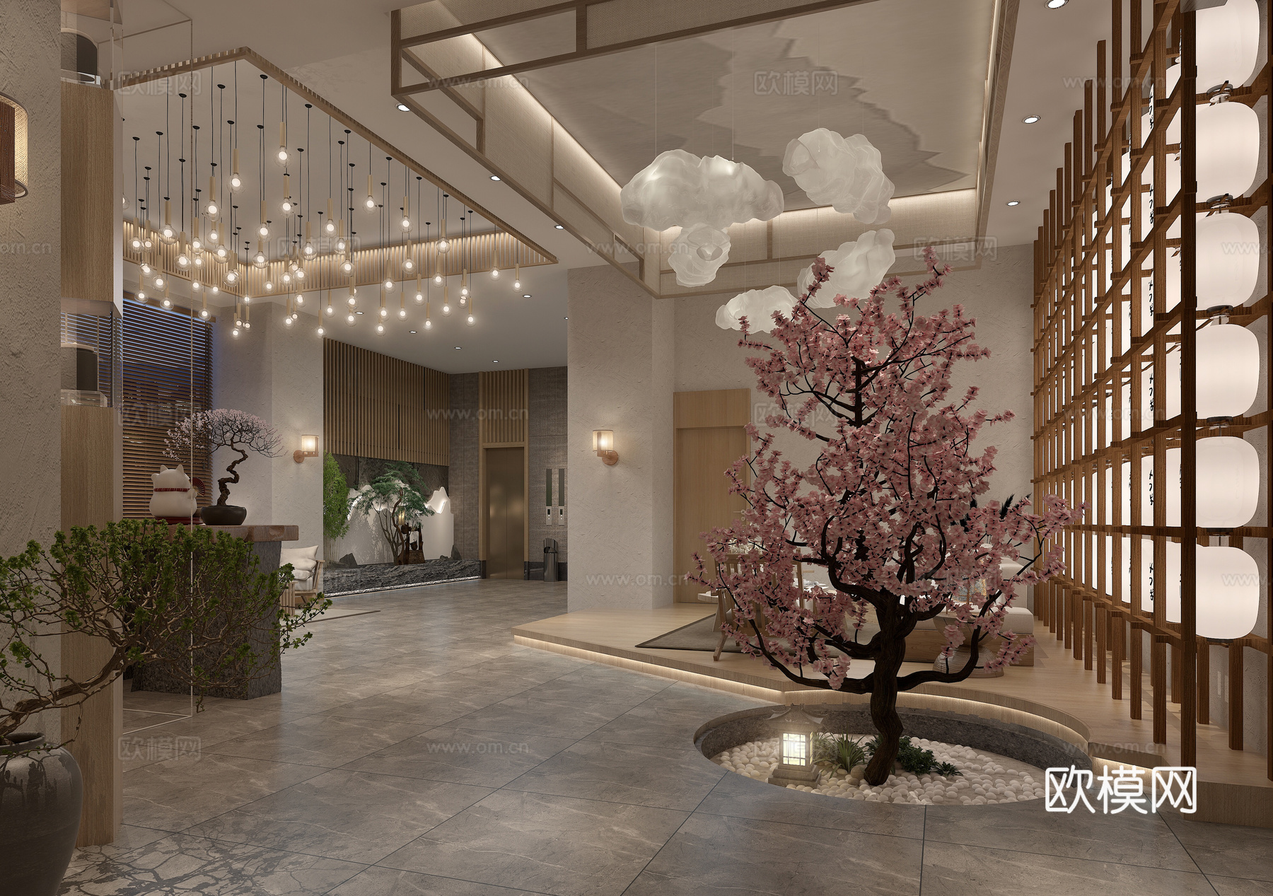 新中式轻奢美容院会所 最新全套施工图 效果图合集cad施工图