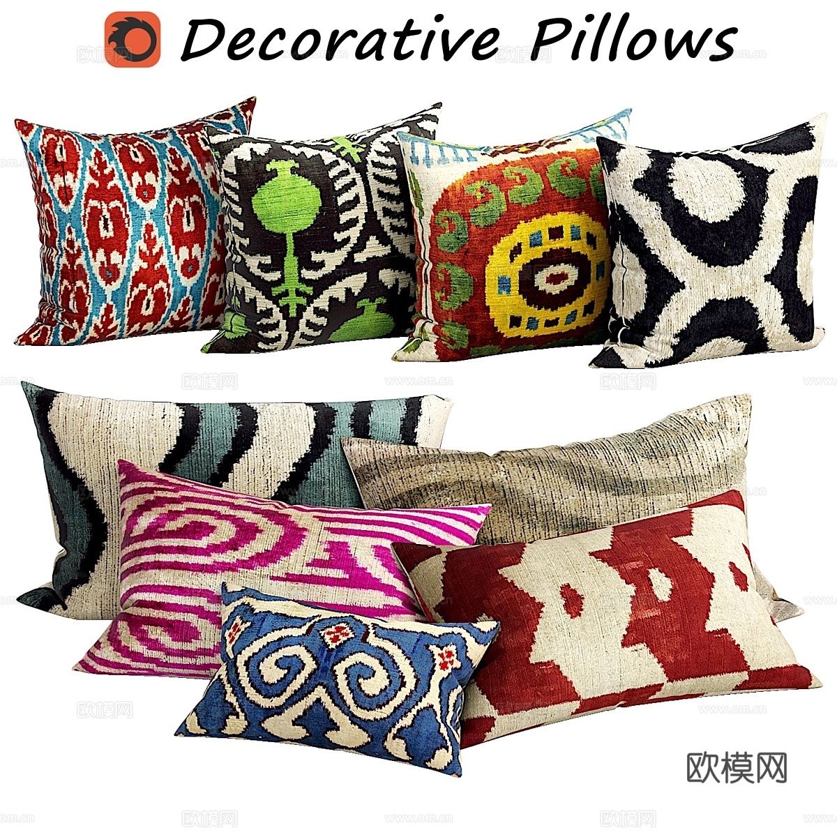装饰靠枕套装 4563d模型下载