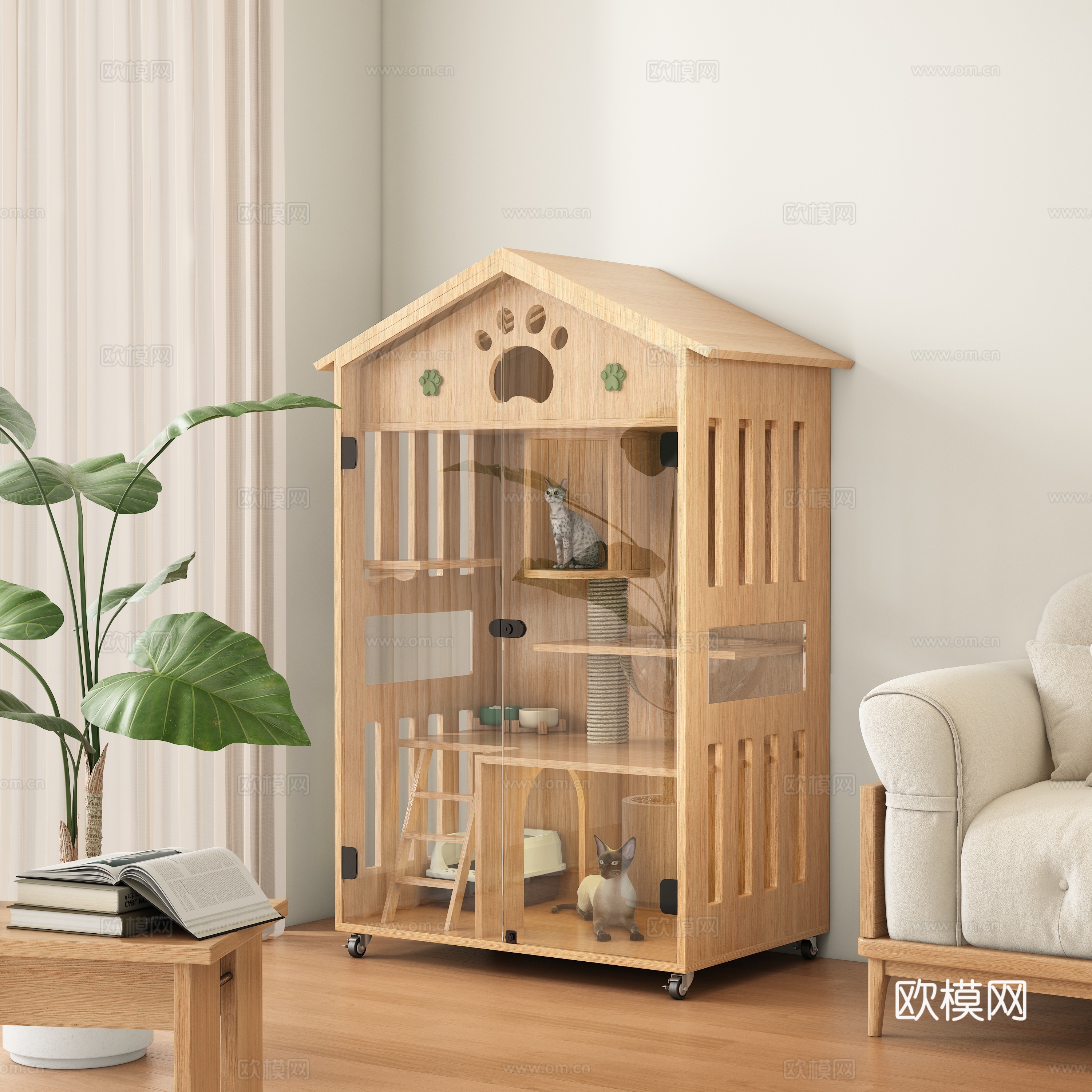 现代猫笼 宠物房3d模型下载