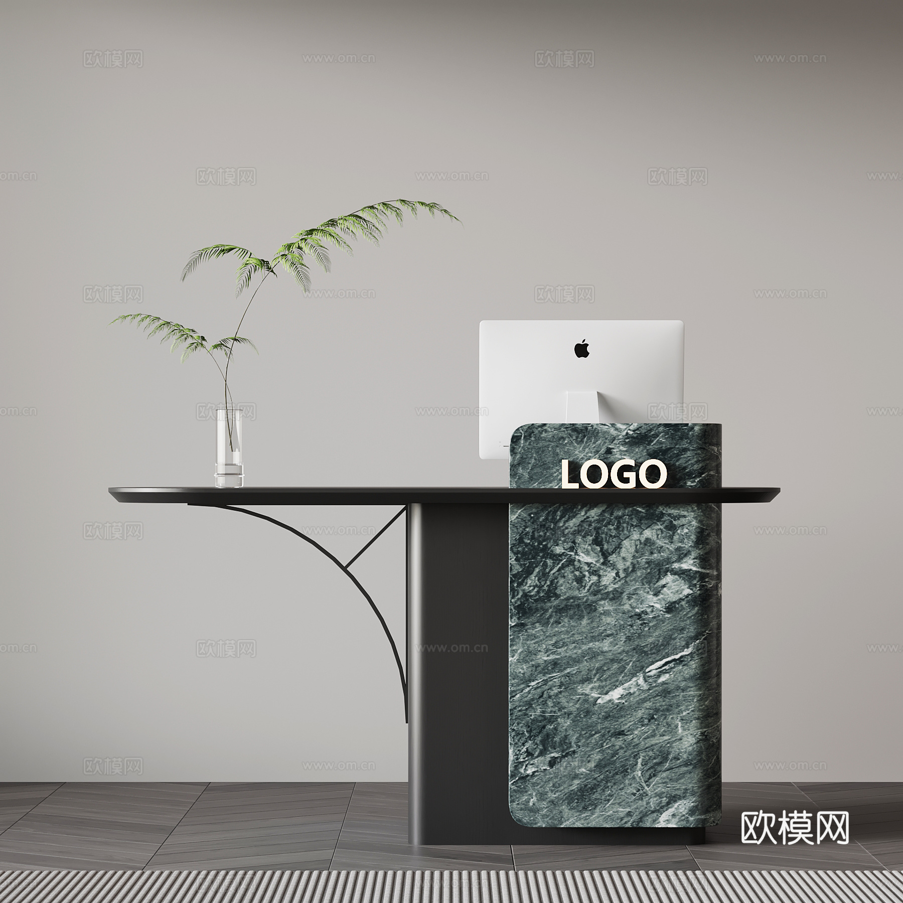 现代意式前台 接待台 招待台su模型下载（渲染图1）