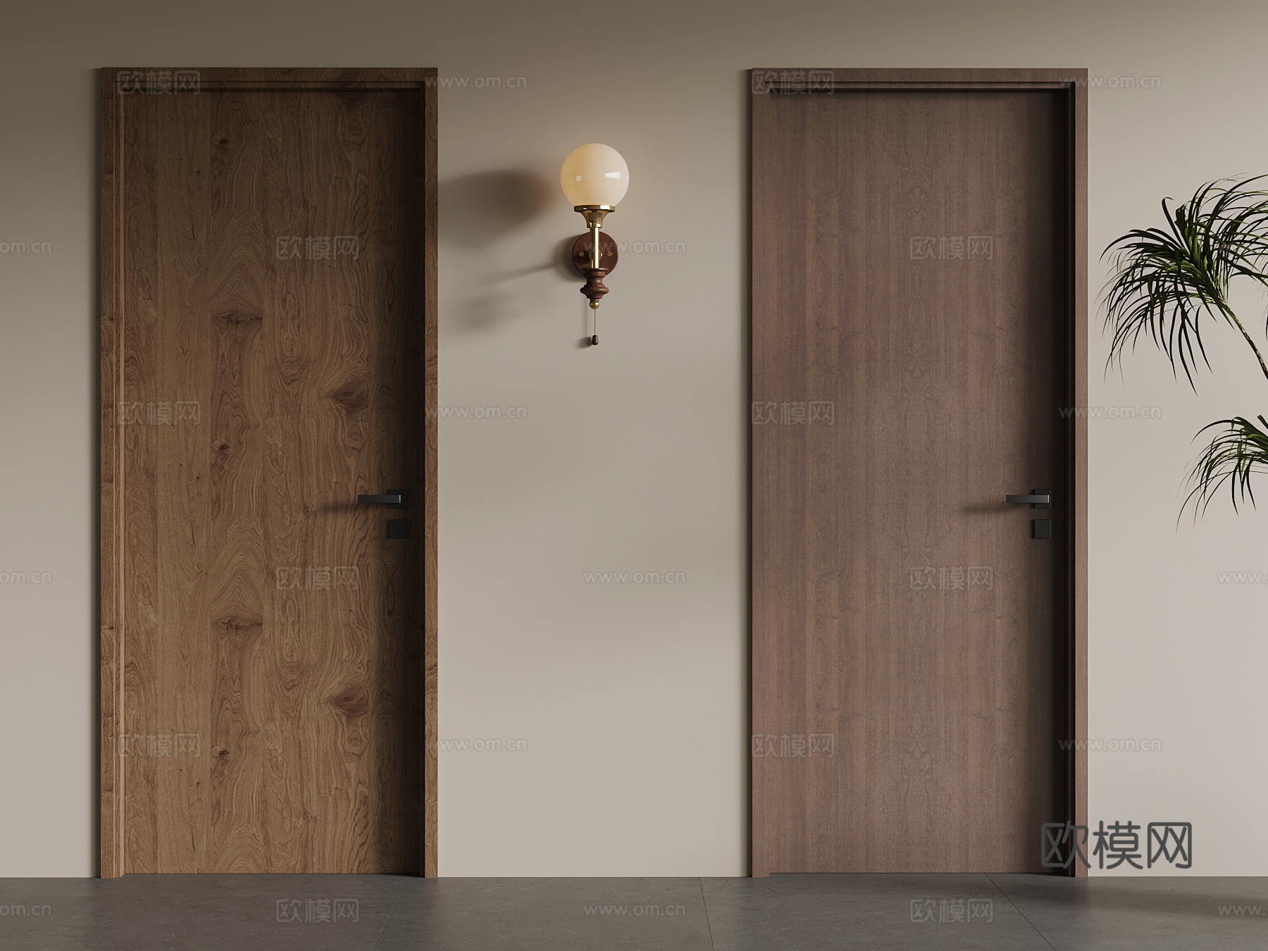 中古风单开门 室内门su模型