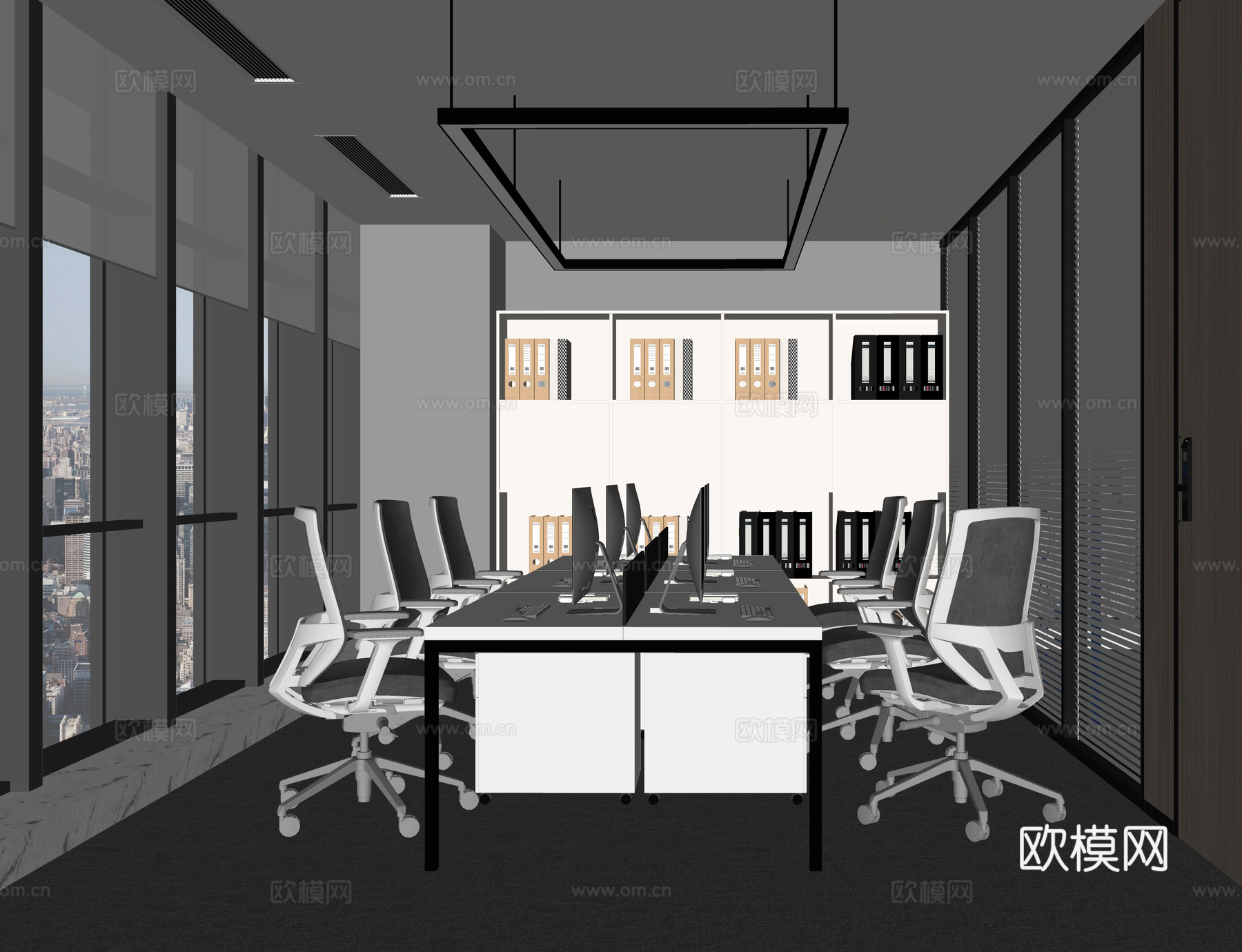 现代办公室 办公桌椅su模型