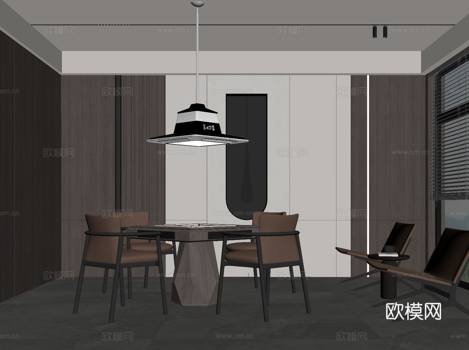 意式棋牌室 麻将桌su模型