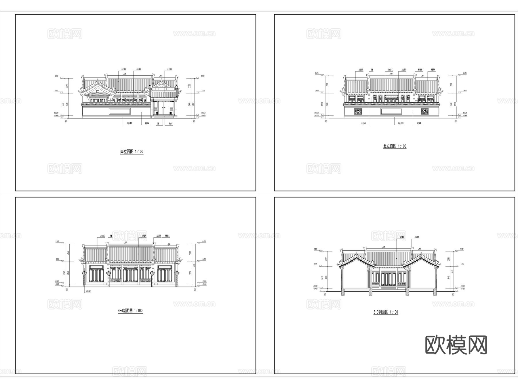 25套四合院别墅自建房民宿CAD施工图附效果图cad施工图