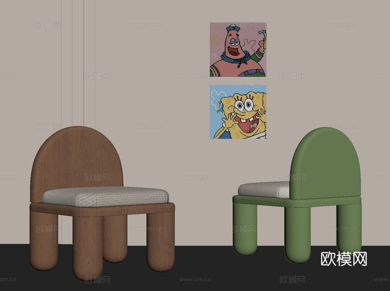 现代儿童椅 蜗牛椅su模型