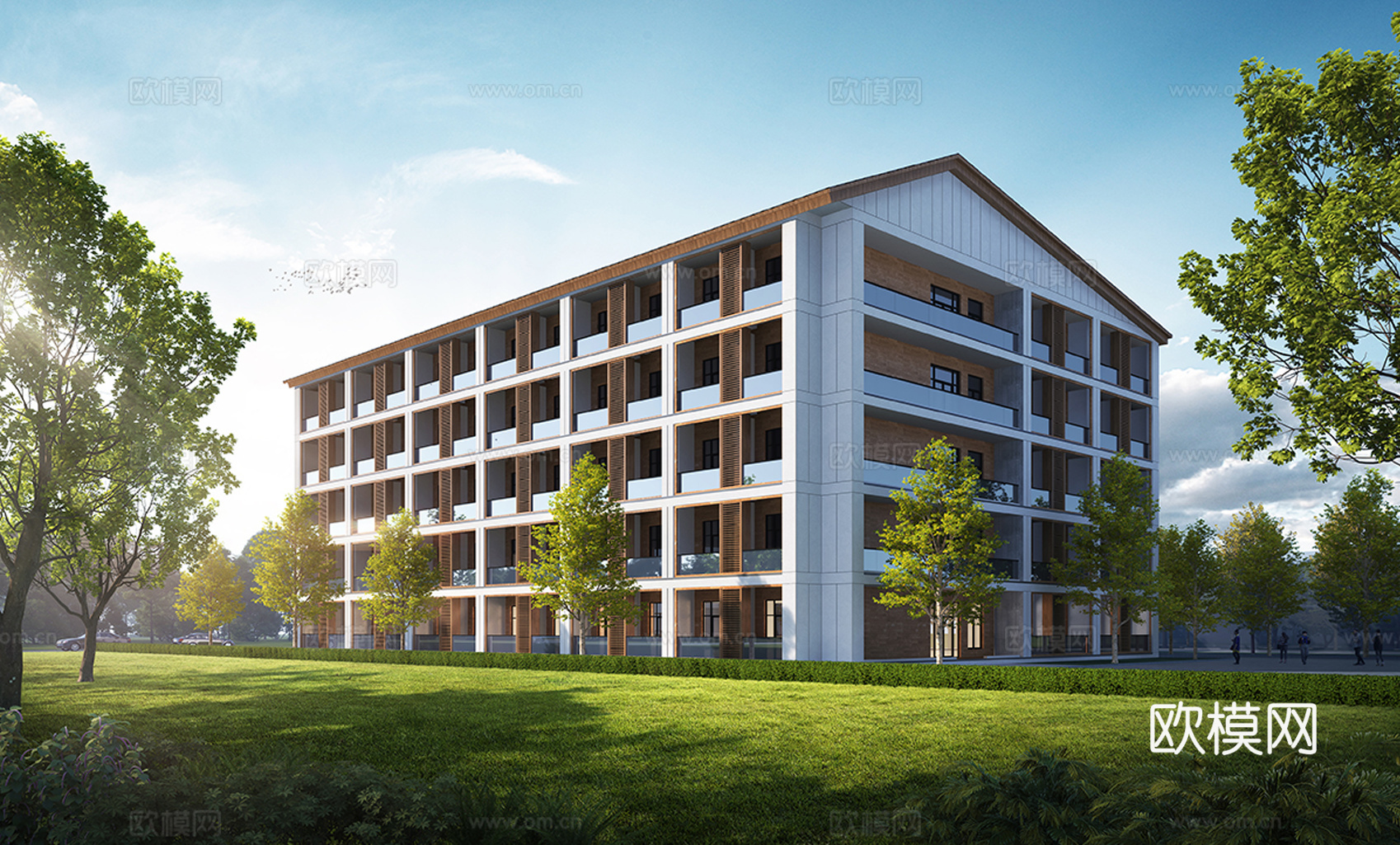 现代社区养老院建筑 福利院建筑 适老建筑su模型