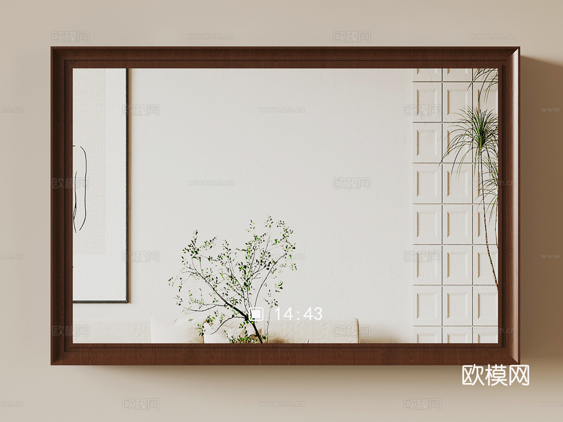 新中式浴室镜 中古风浴室镜su模型