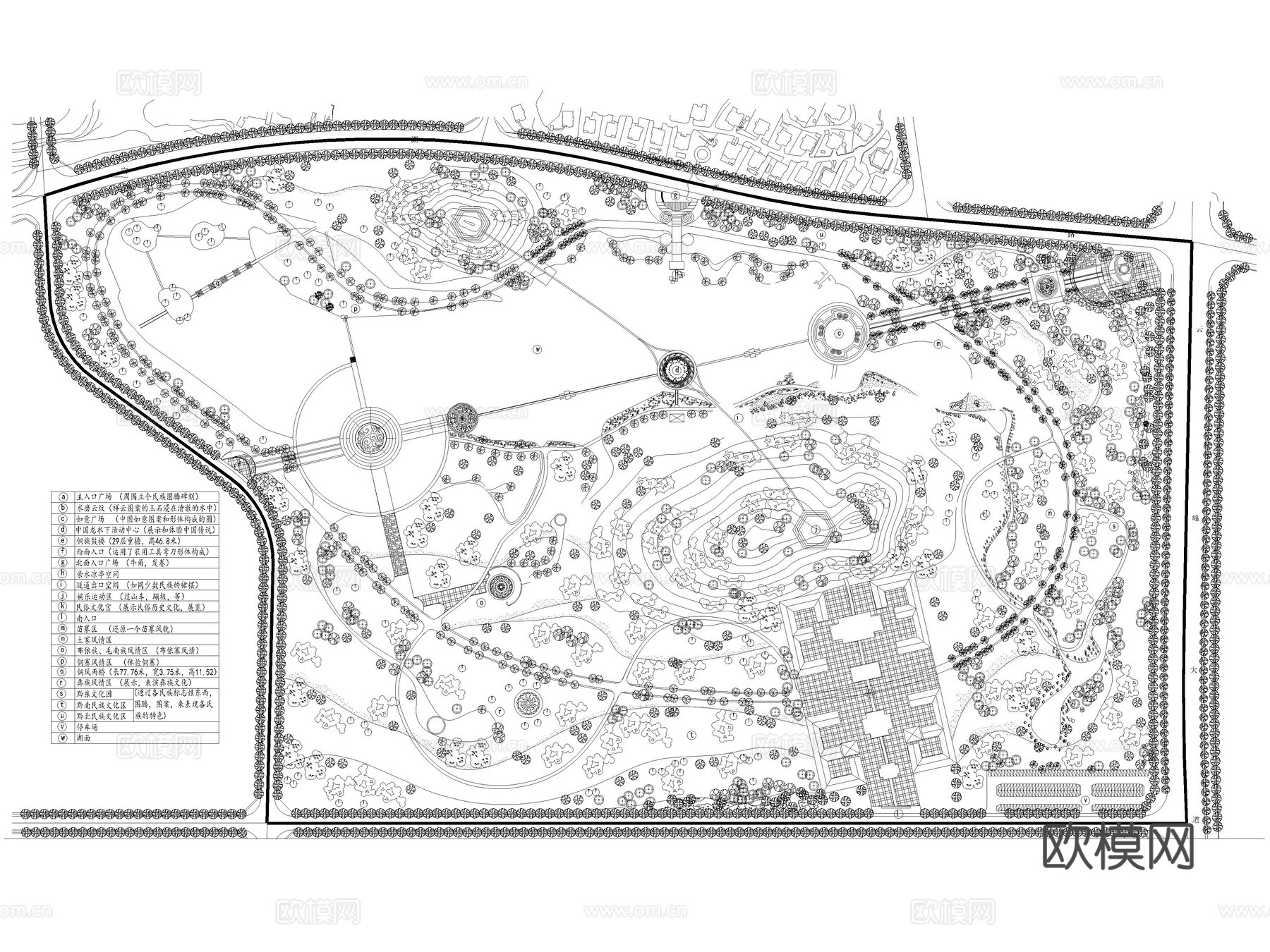 36套滨水公园景观河道湿地公园CAD平面图cad施工图