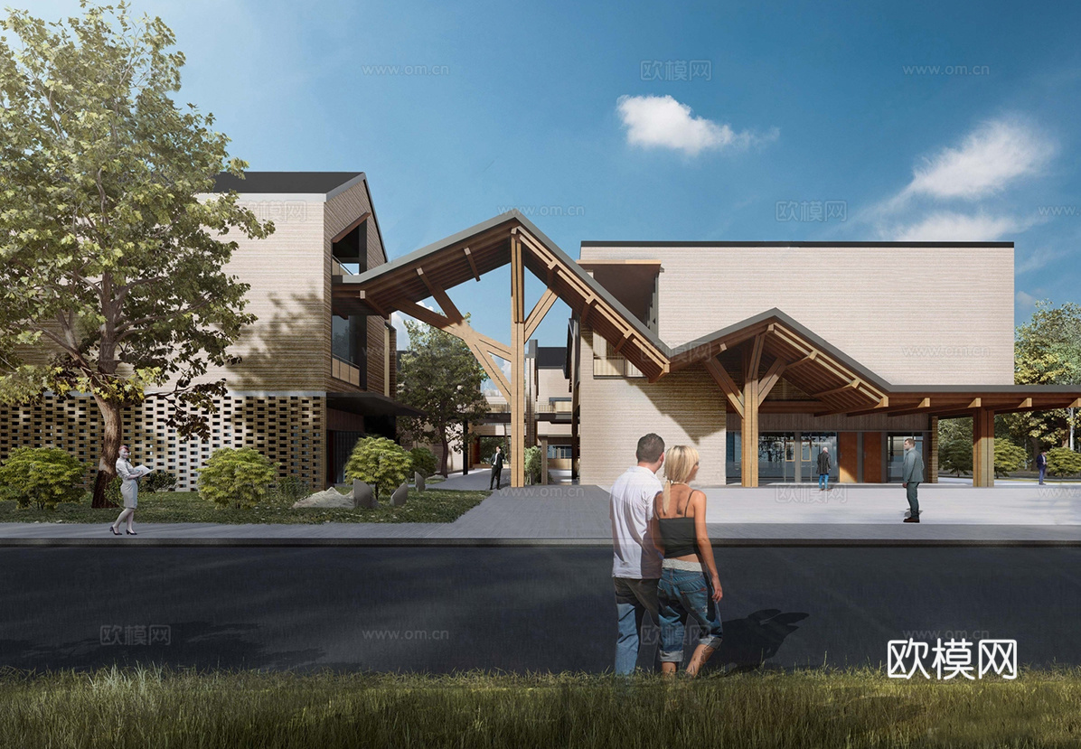 现代文化馆建筑 文化艺术中心su模型