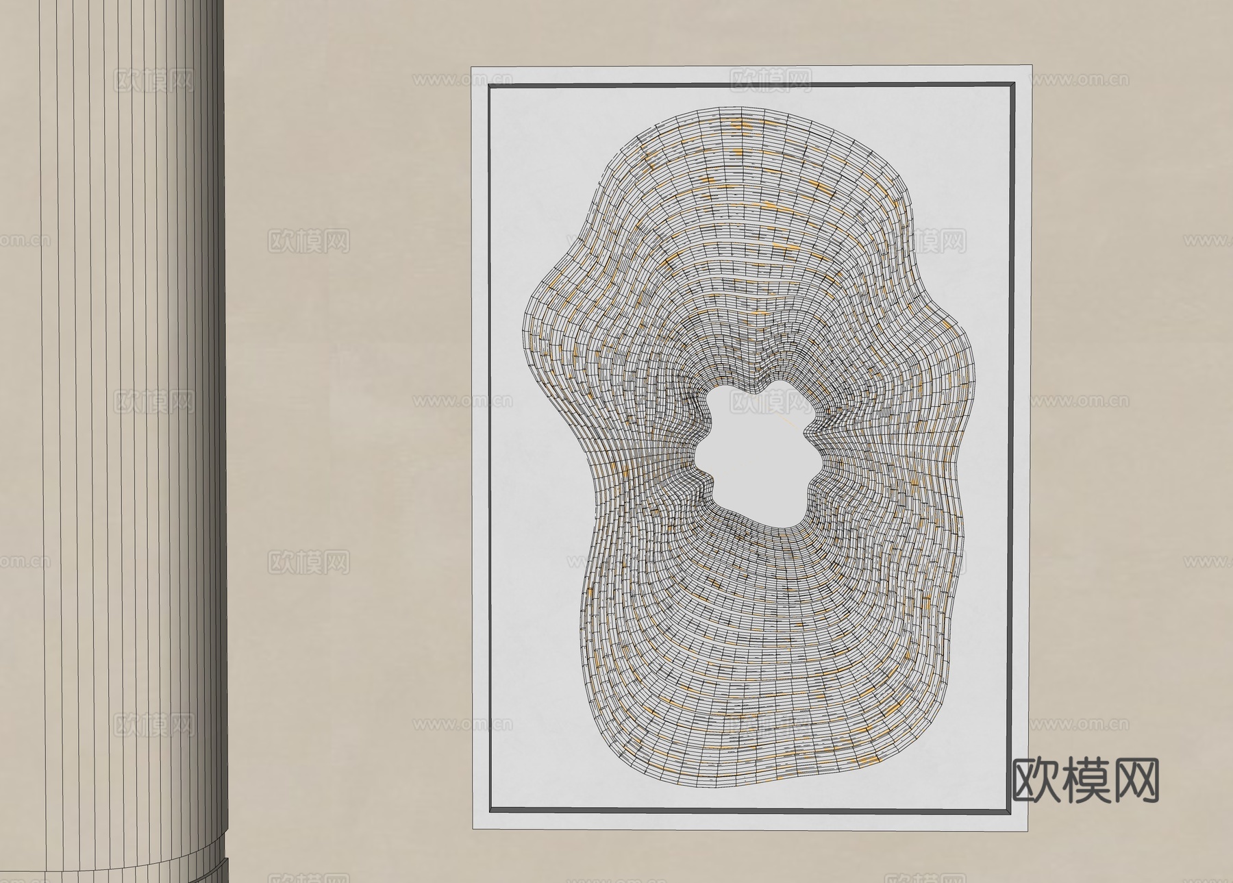 现代挂件 墙面挂件 异形挂件 扭曲艺术装置 石膏摆件 室内装su模型